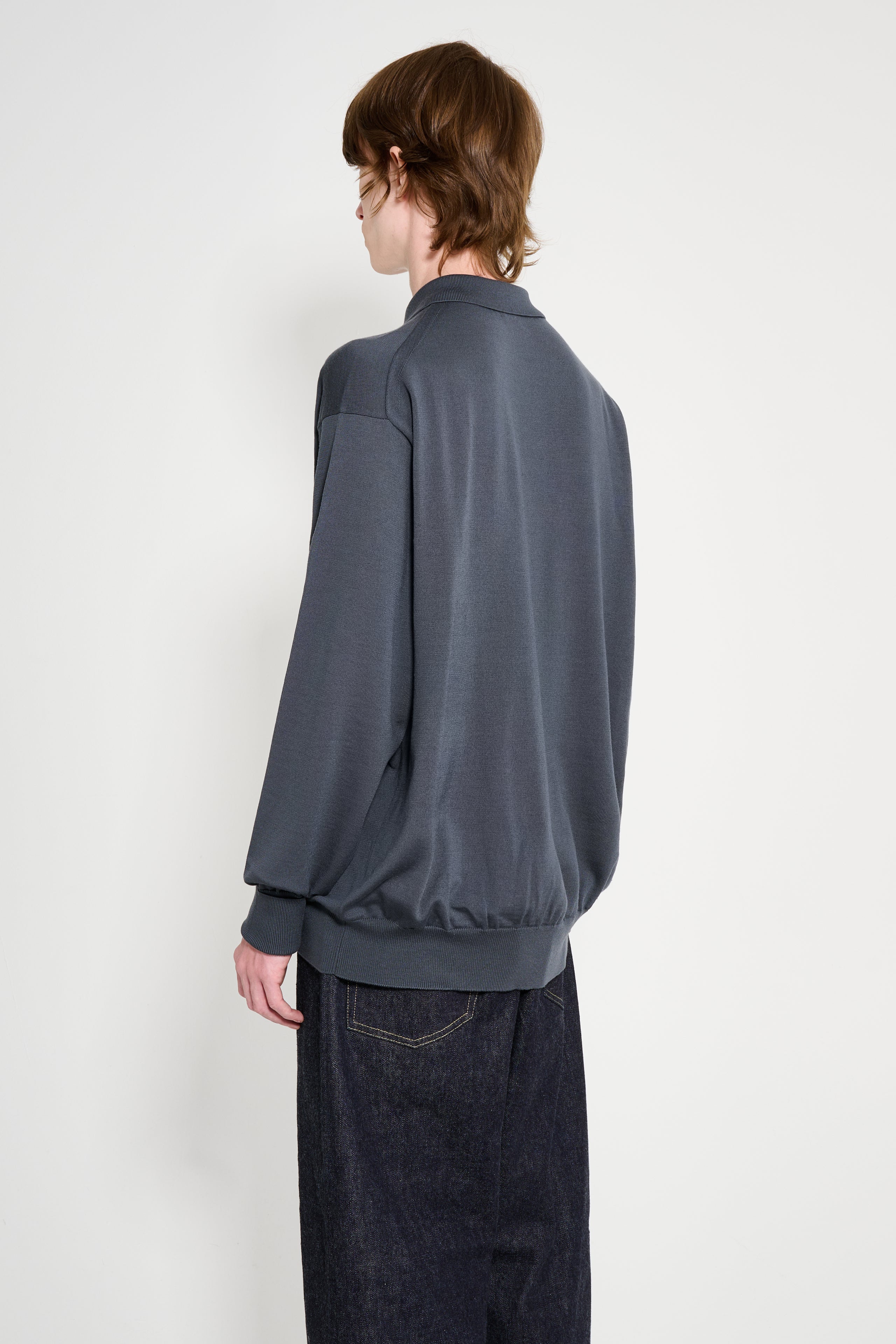 A.PRESSE Wool Knit L/S Polo Shirts Grey