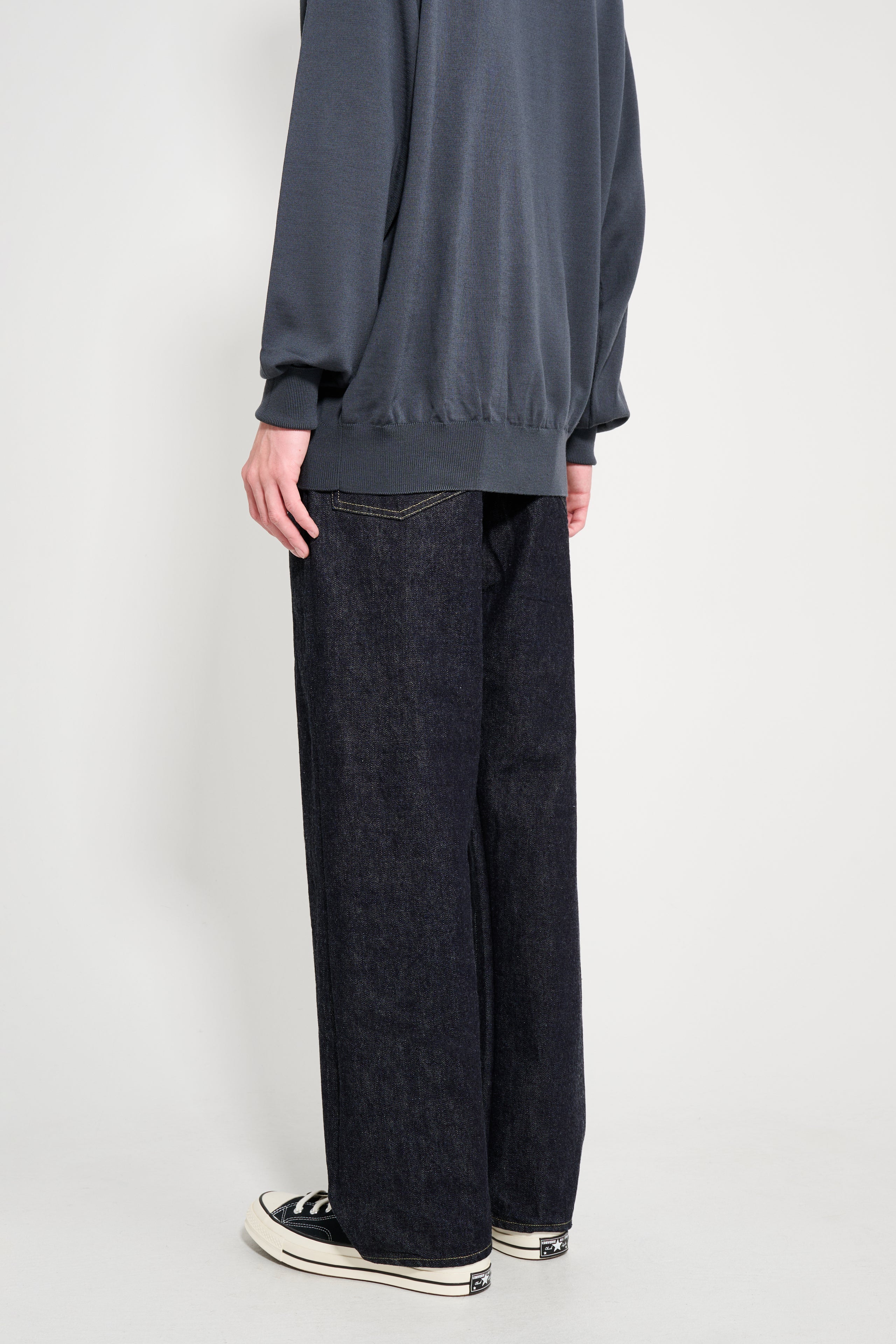 A.PRESSE Washed Denim Wide Pants Indigo