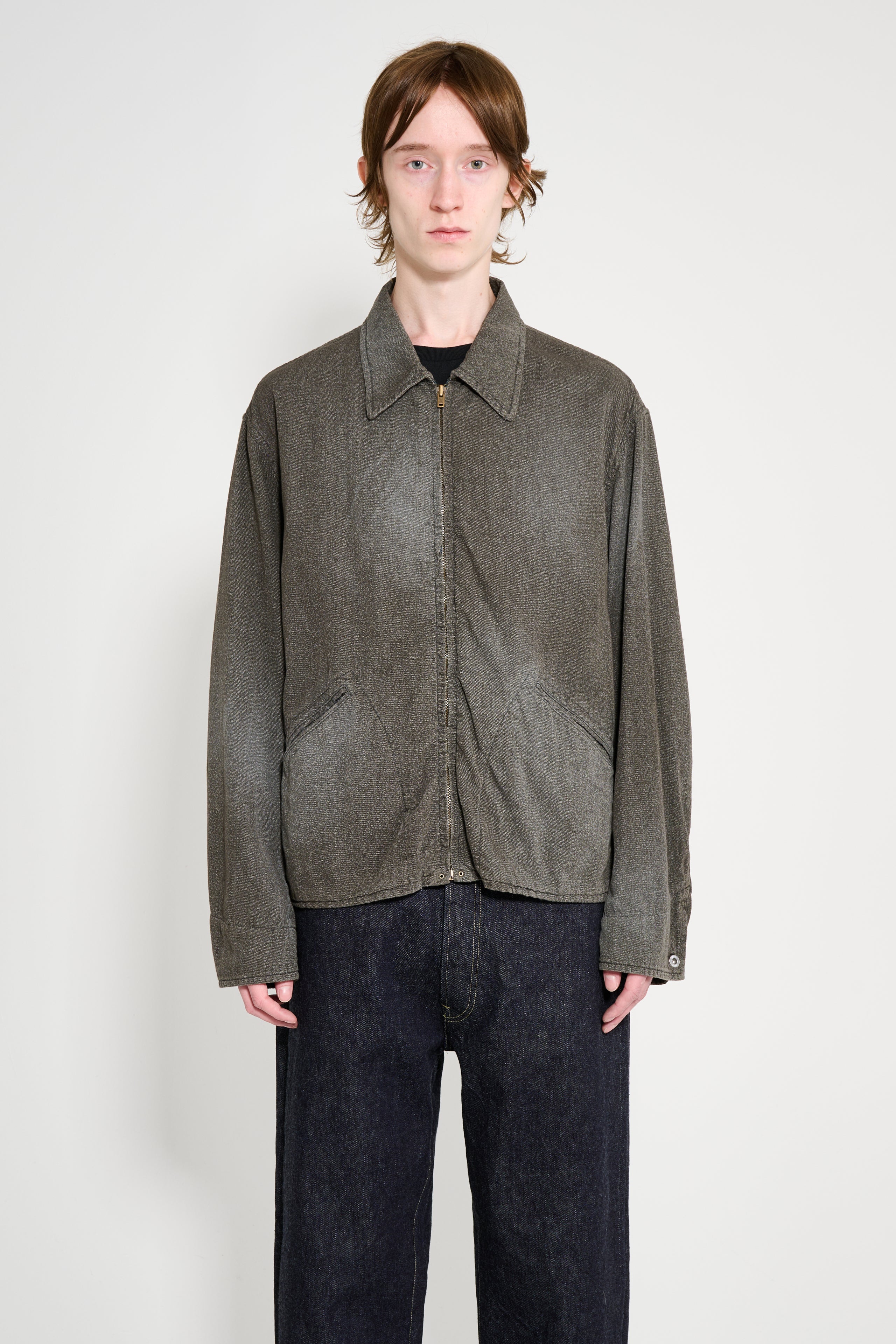 A.PRESSE Vintage Chambray Sports Jacket Black