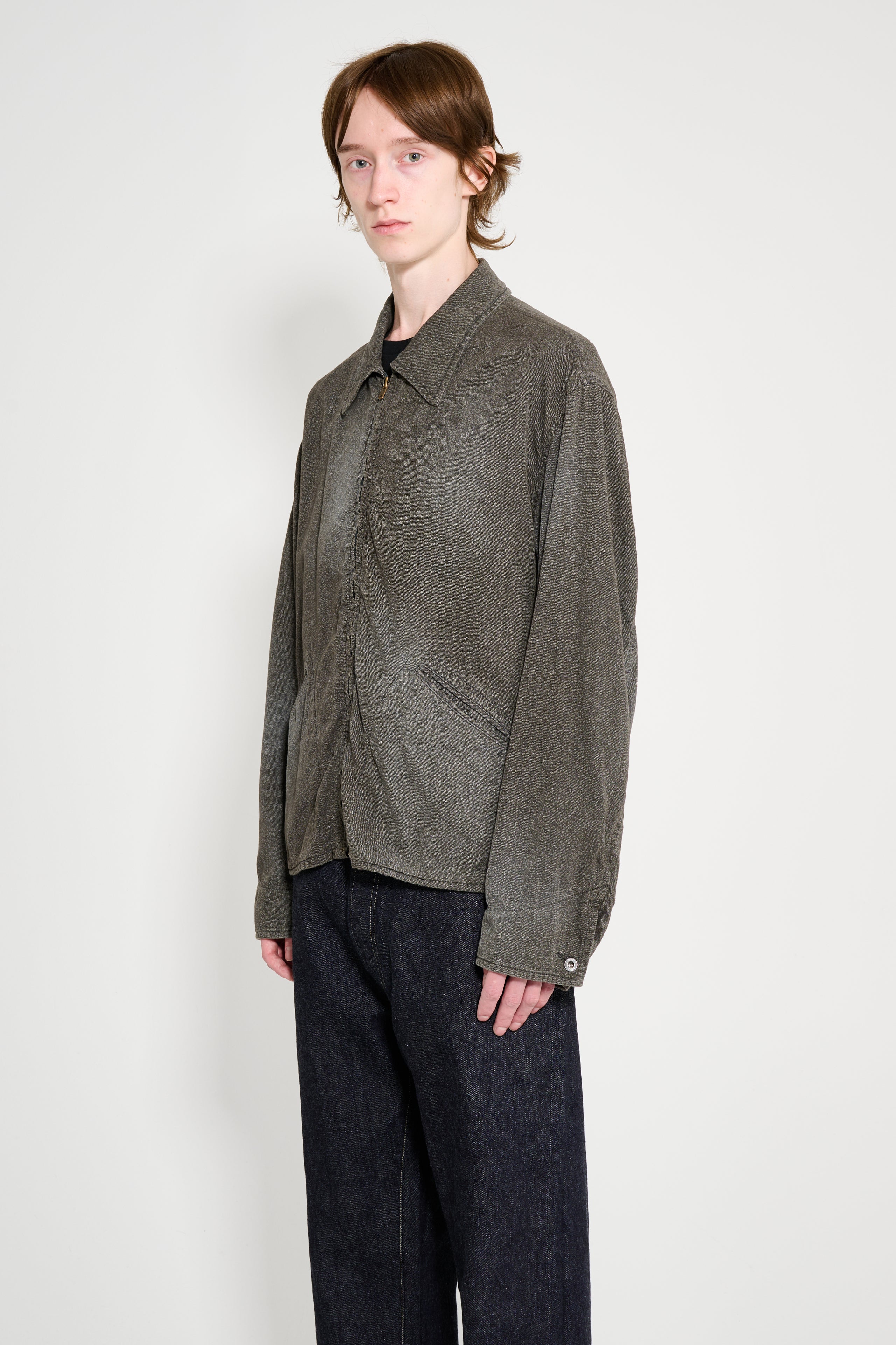 A.PRESSE Vintage Chambray Sports Jacket Black