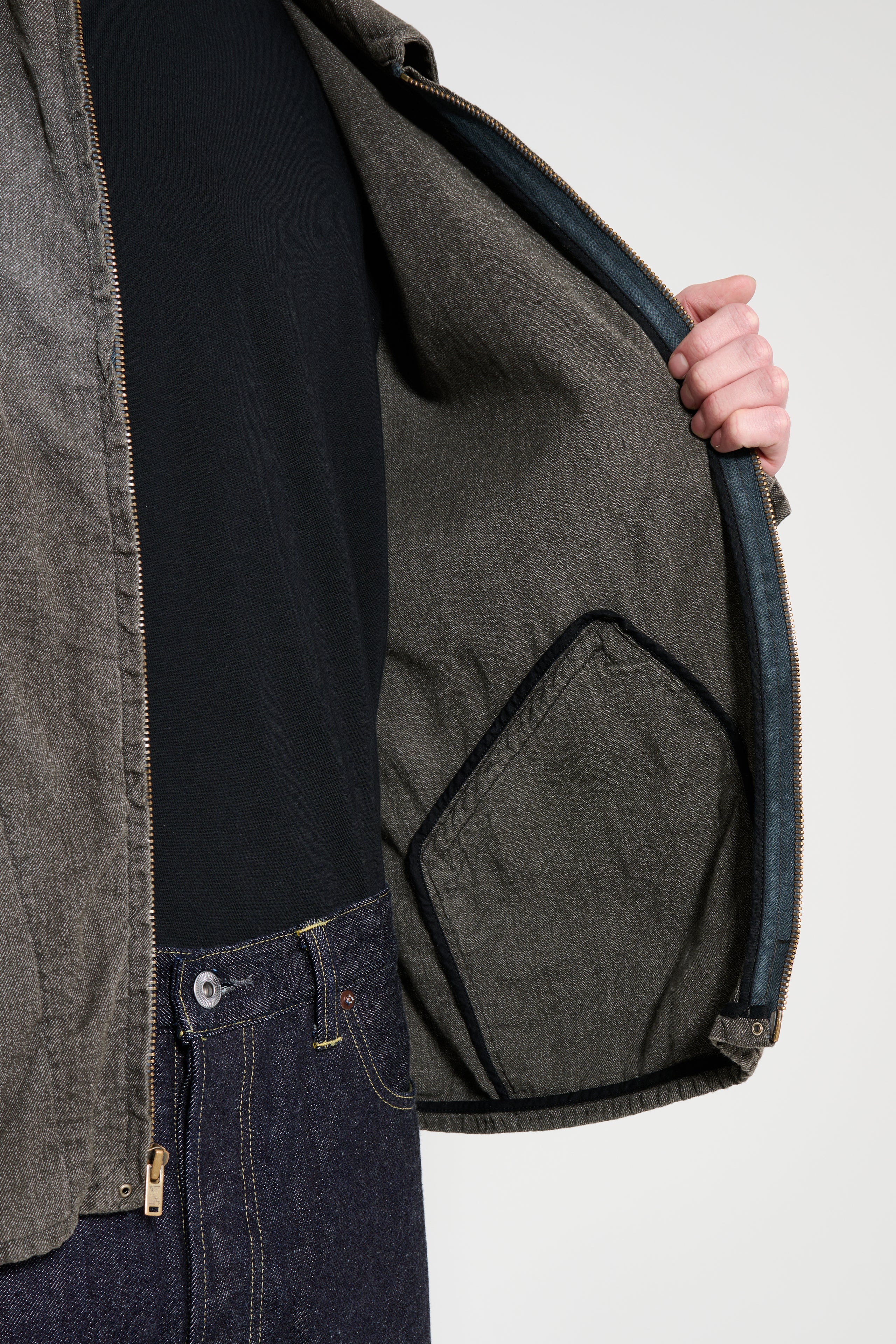 A.PRESSE Vintage Chambray Sports Jacket Black