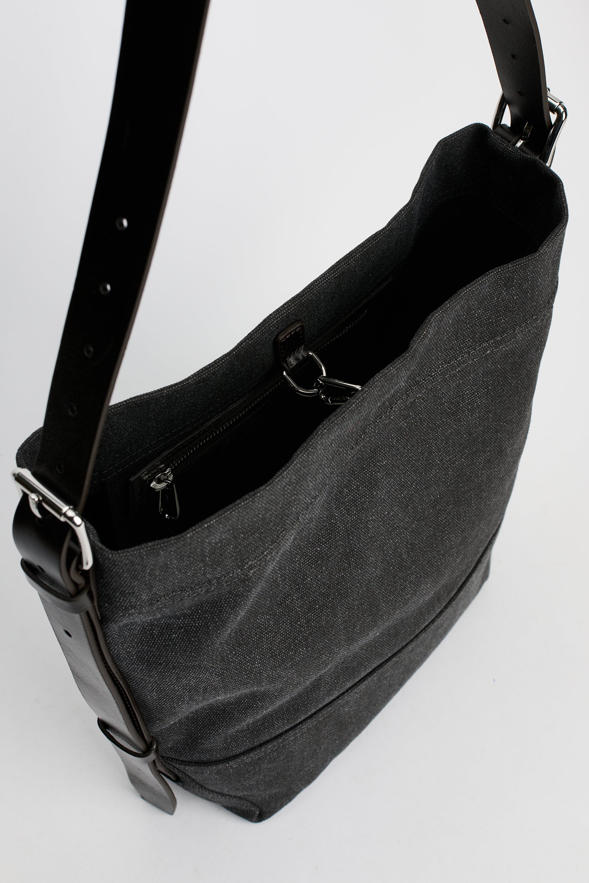 Lemaire Small Belted Tote Ash Black