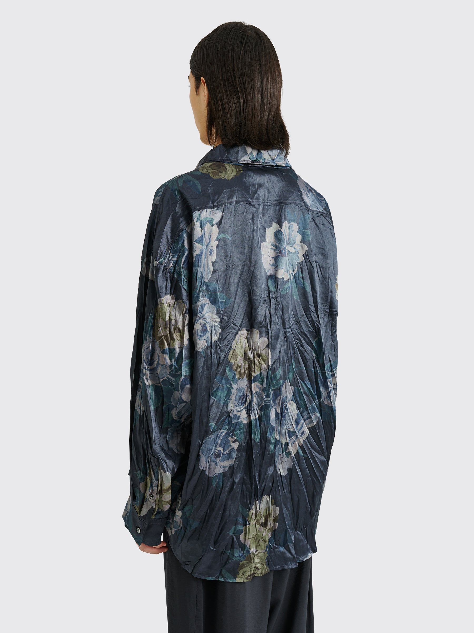 Acne Studios Floral Printed Shirt Navy Blue