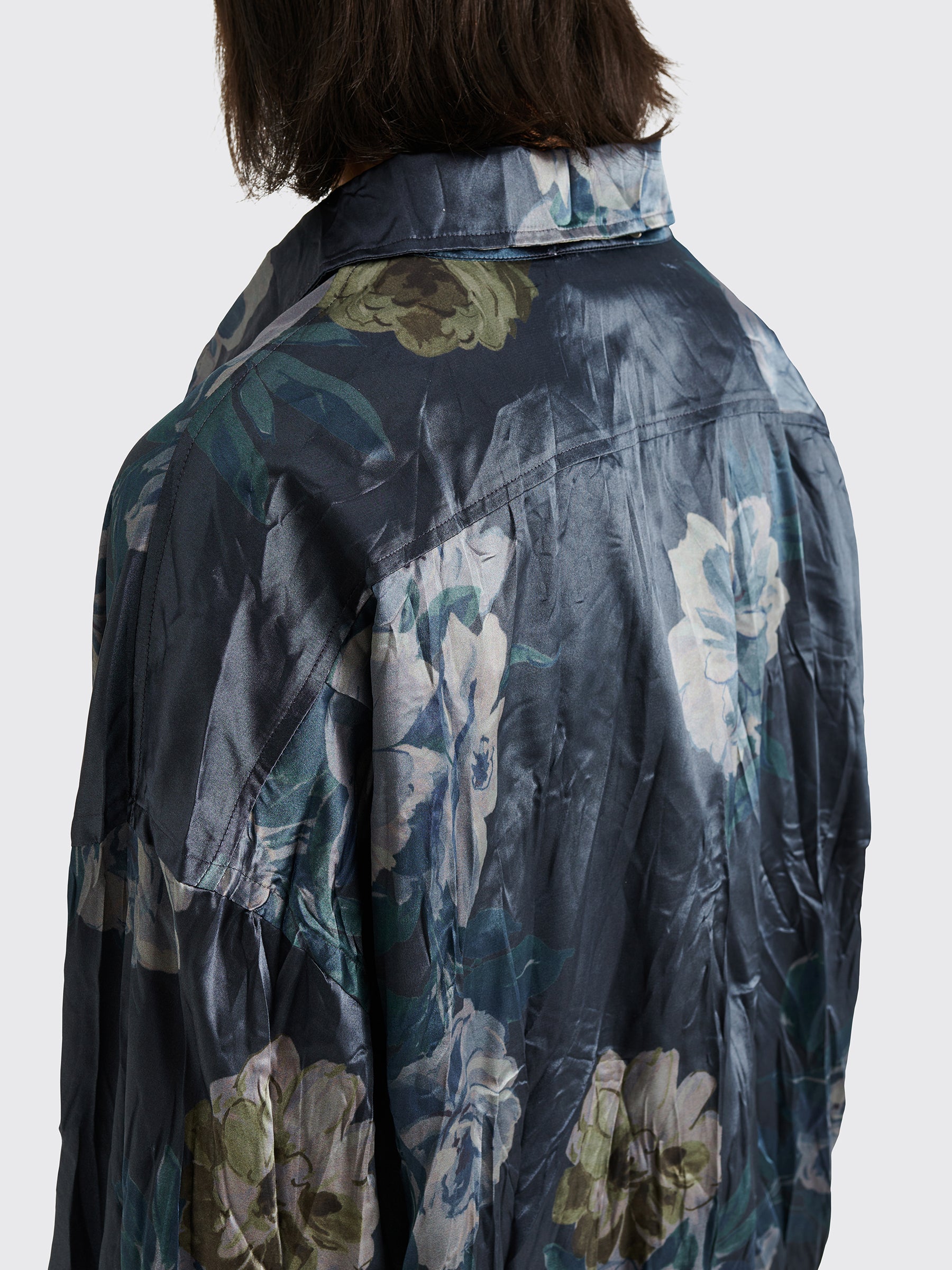 Acne Studios Floral Printed Shirt Navy Blue