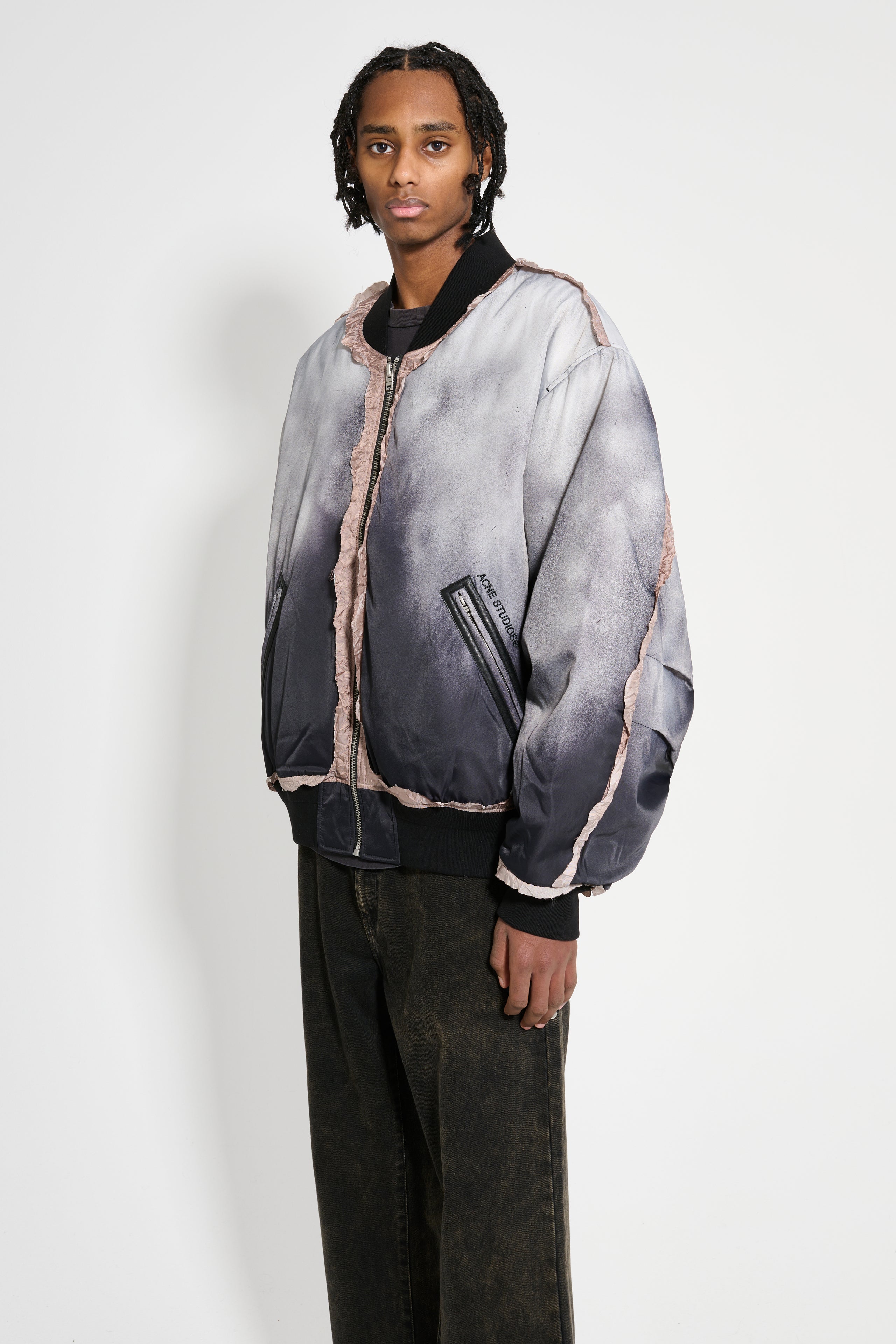 Acne Studios Printed Nylon Bomber Faded Black