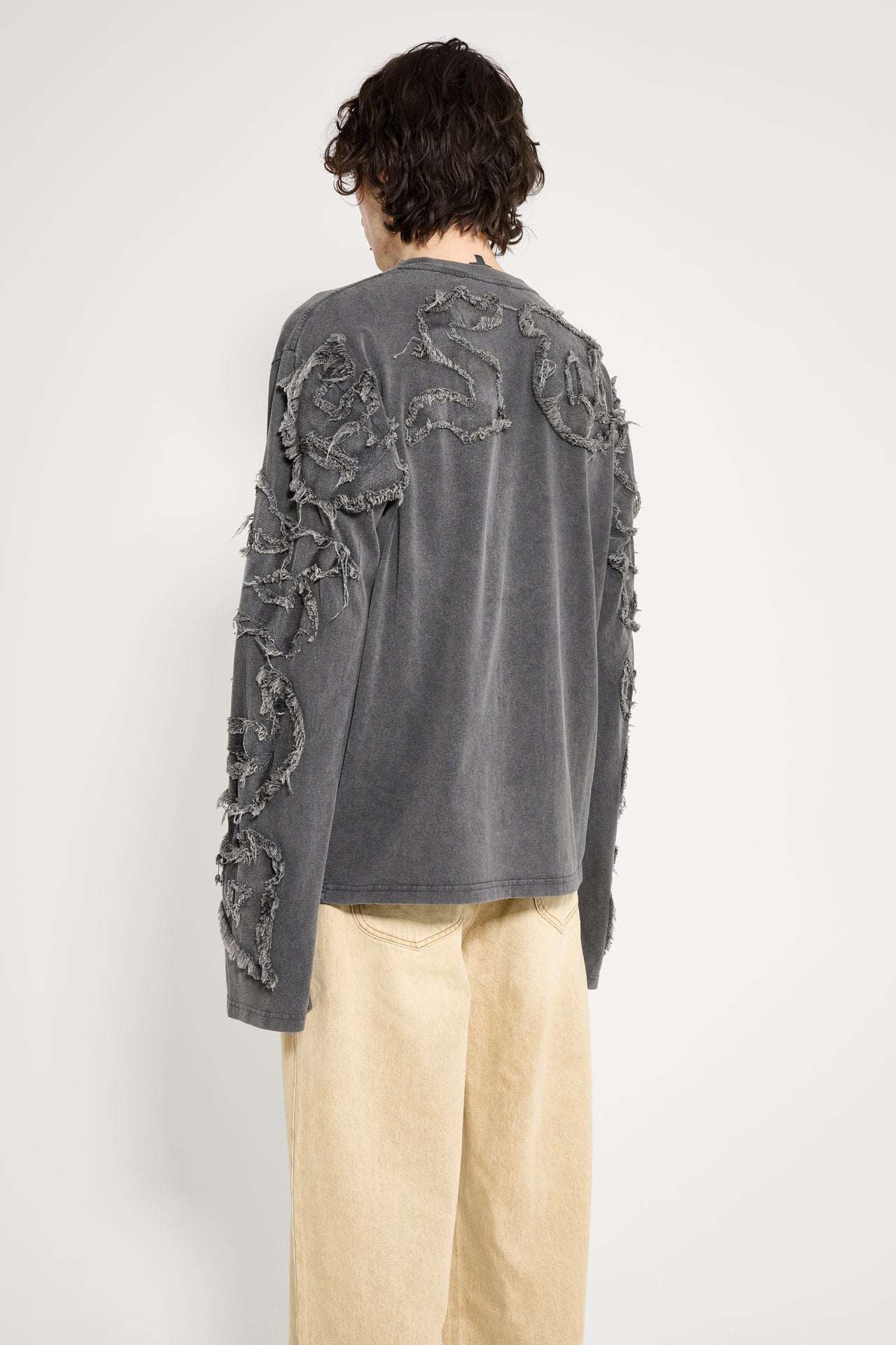 Acne Studios Goth Logo Long Sleeve T-shirt Faded Black
