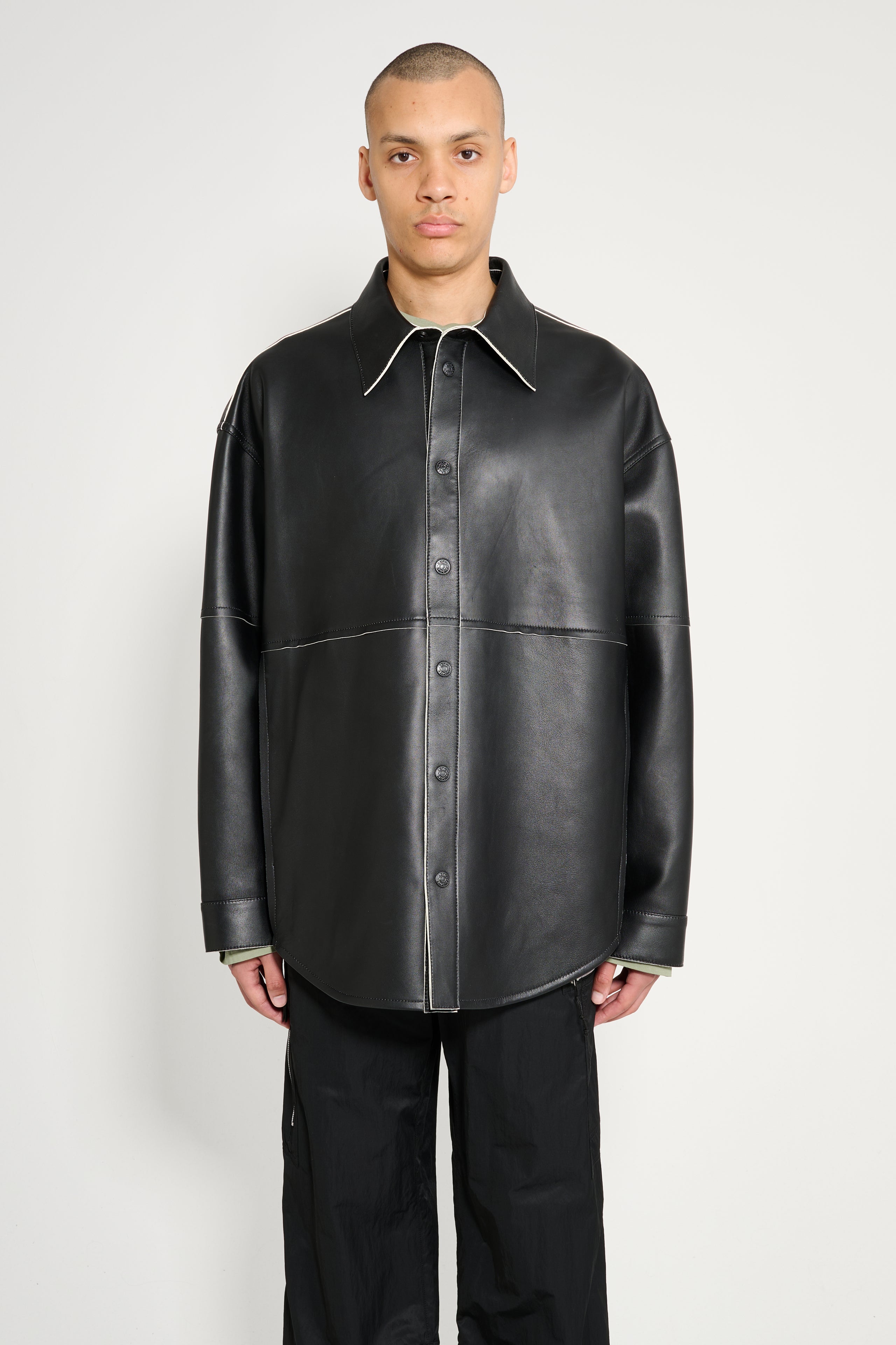 Acne Studios Leather Overshirt Black
