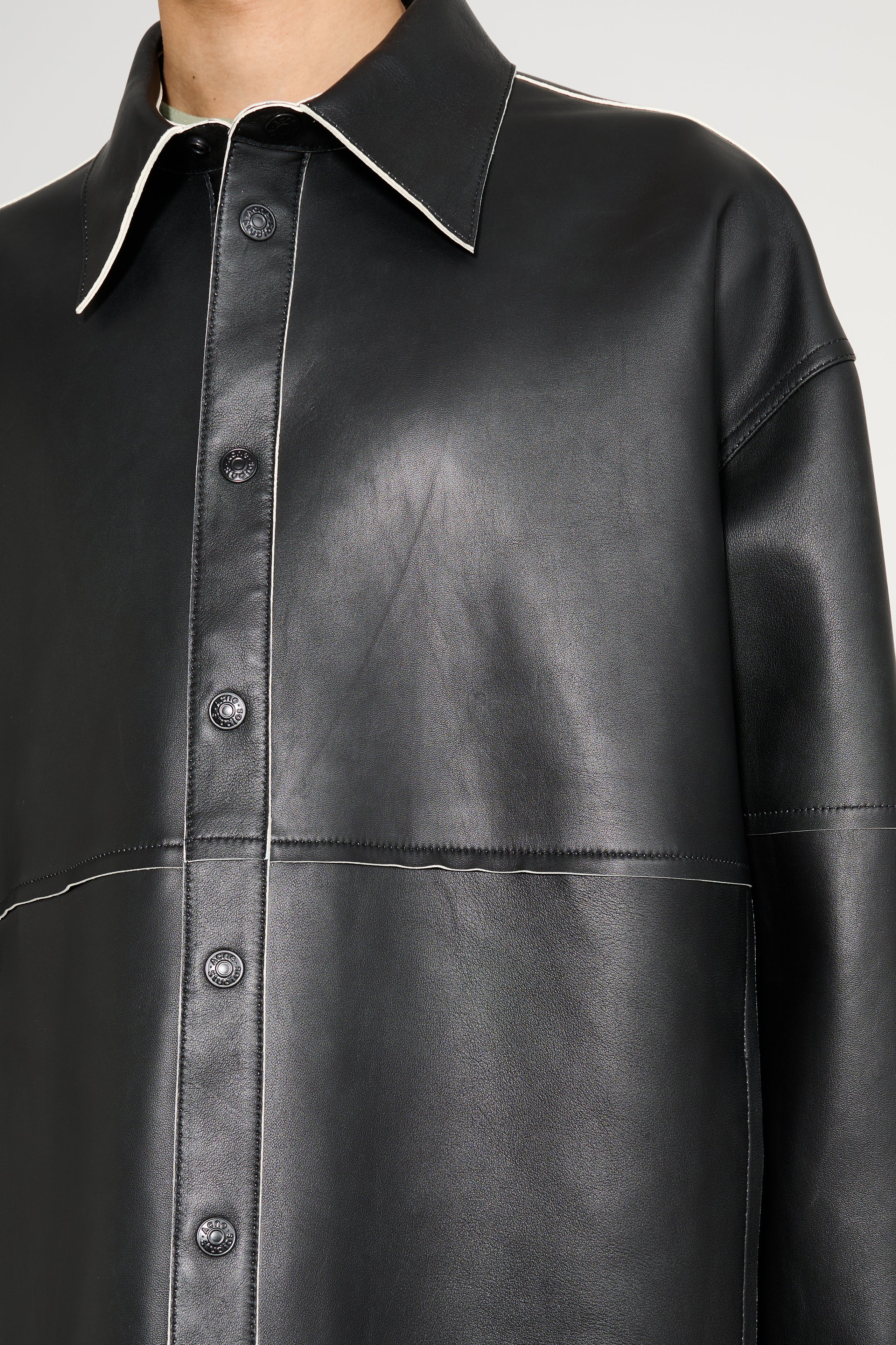 Acne Studios Leather Overshirt Black