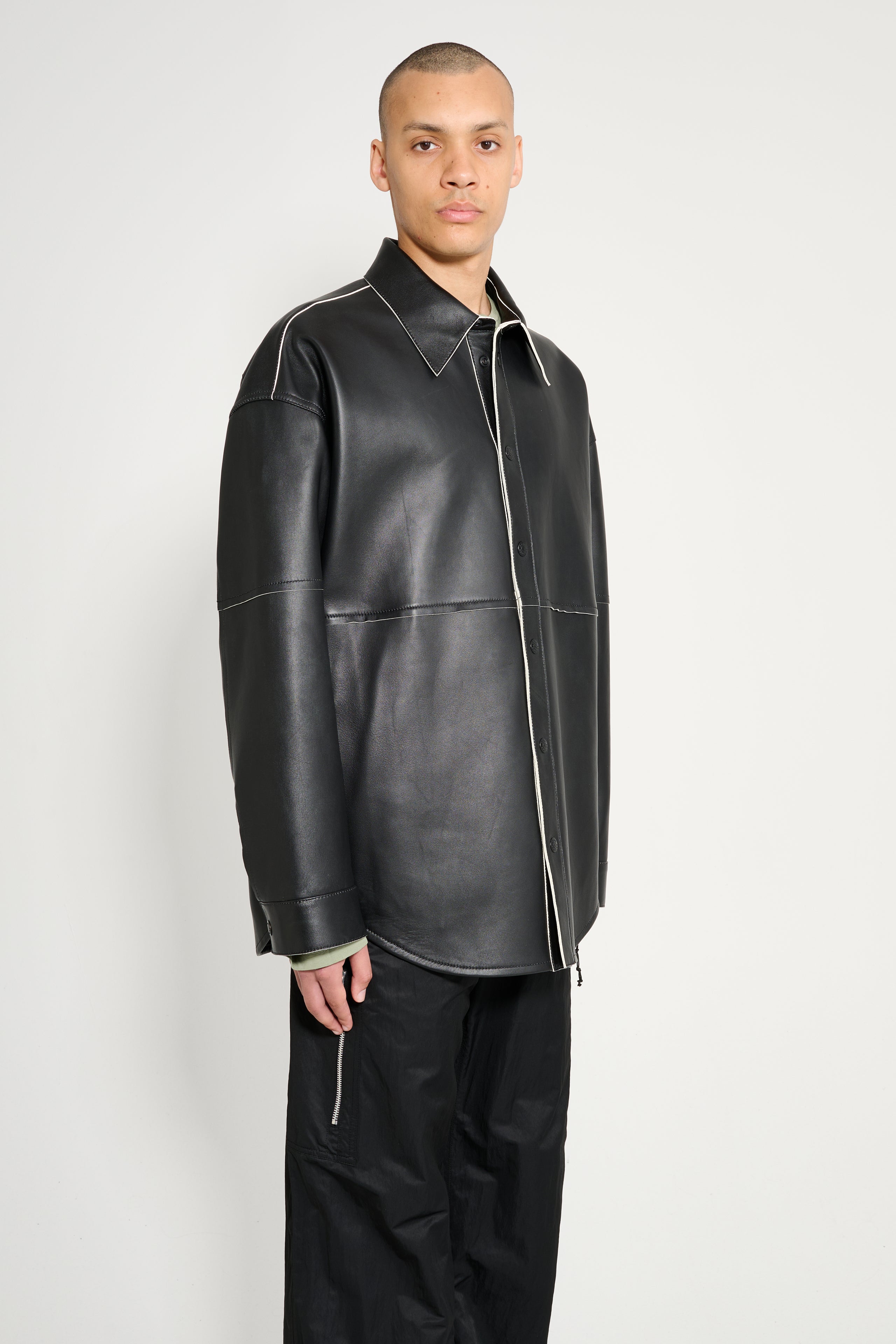 Acne Studios Leather Overshirt Black