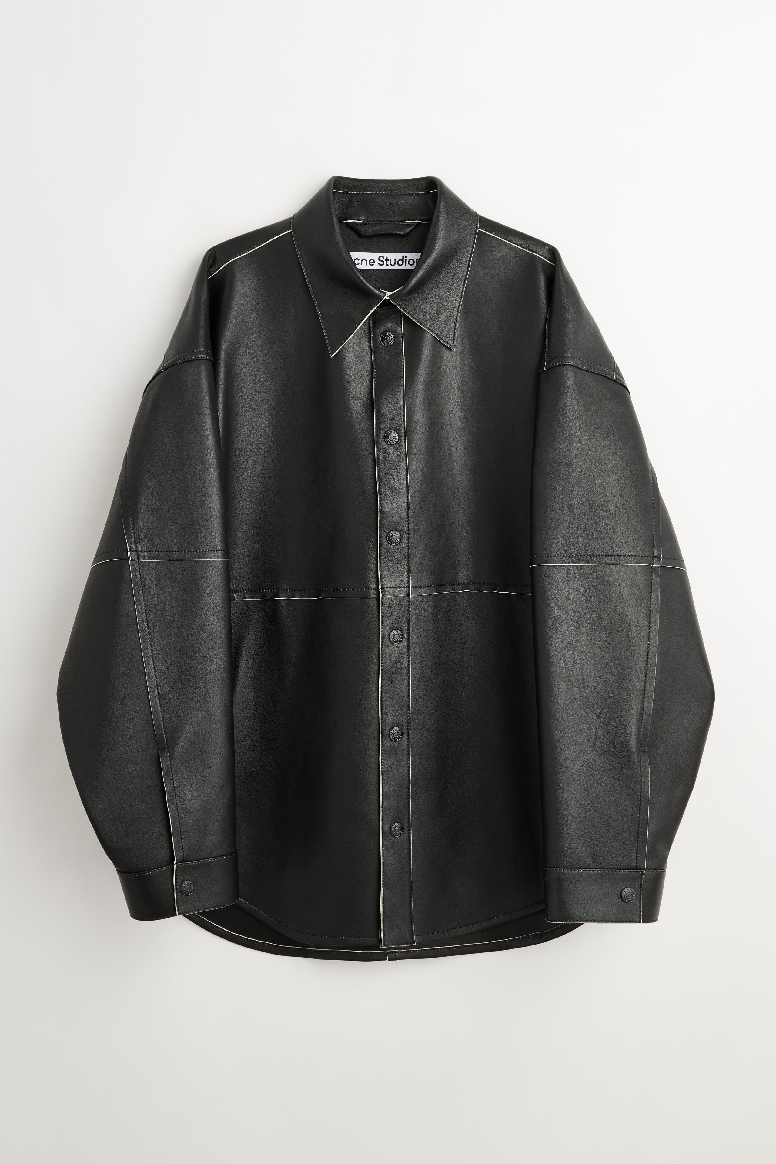 Acne Studios Leather Overshirt Black