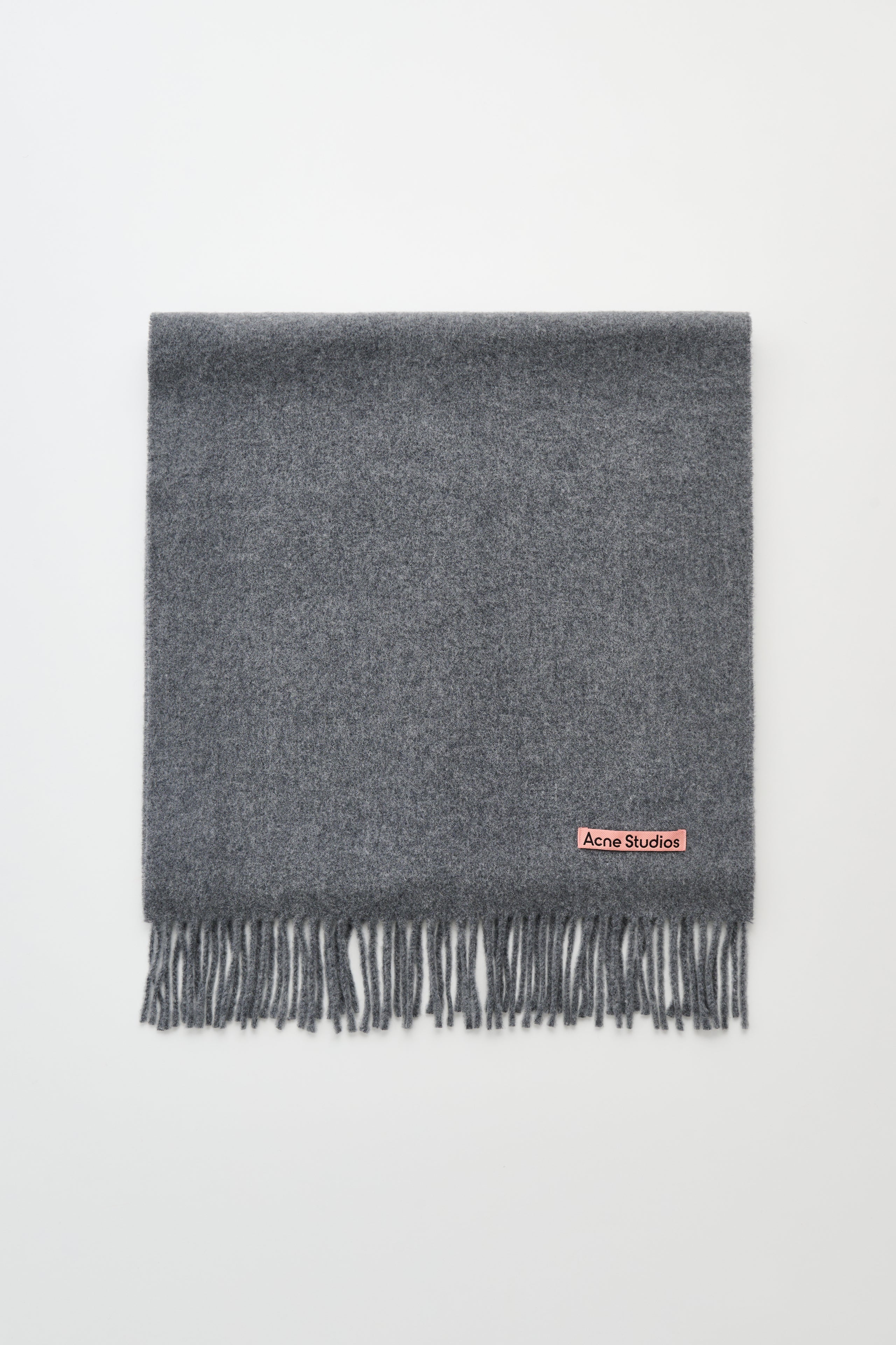 Acne Studios Fringe Wool Scarf Narrow Grey Melange