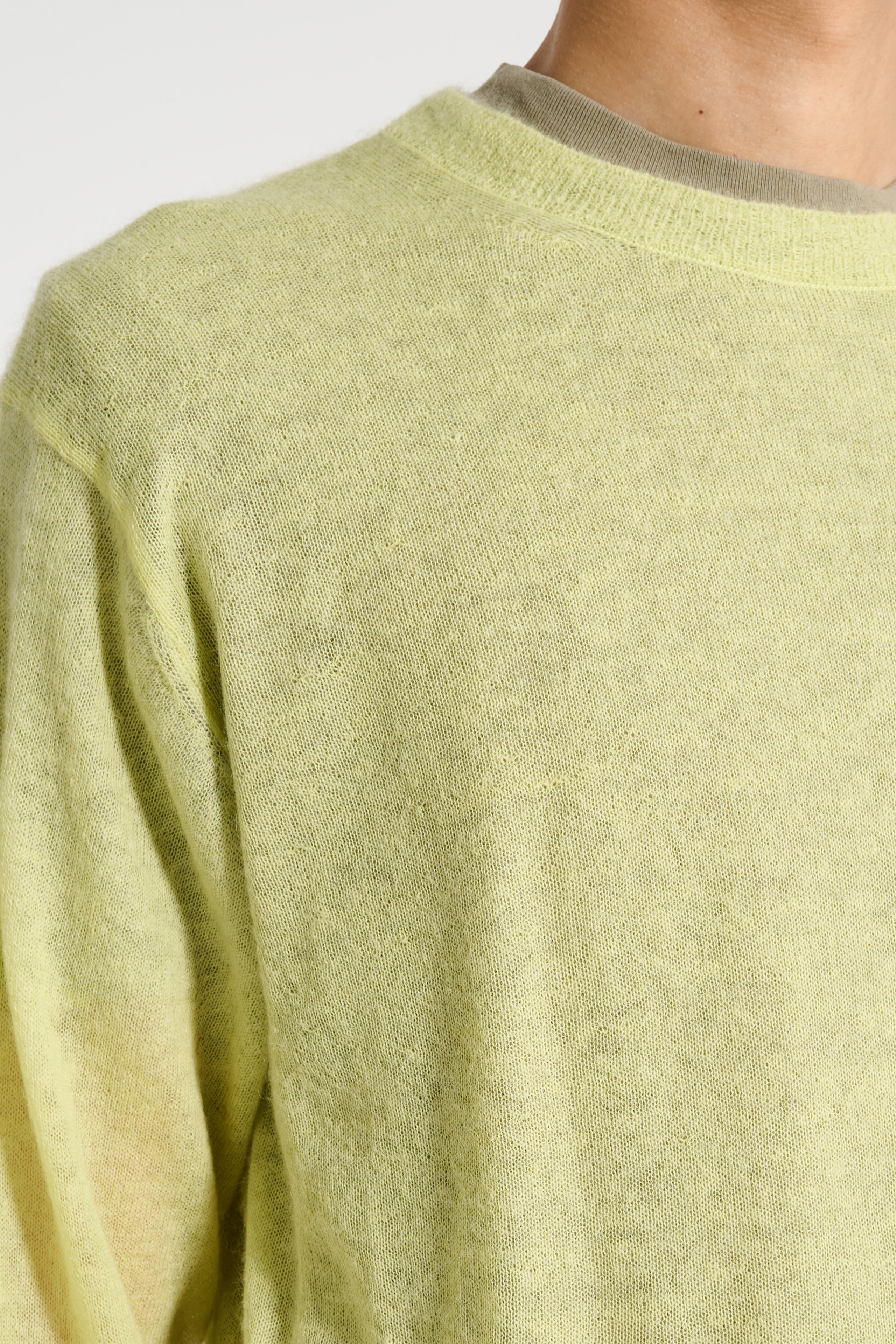 Auralee Kid Mohair Sheer Knit P/O Lime Yellow