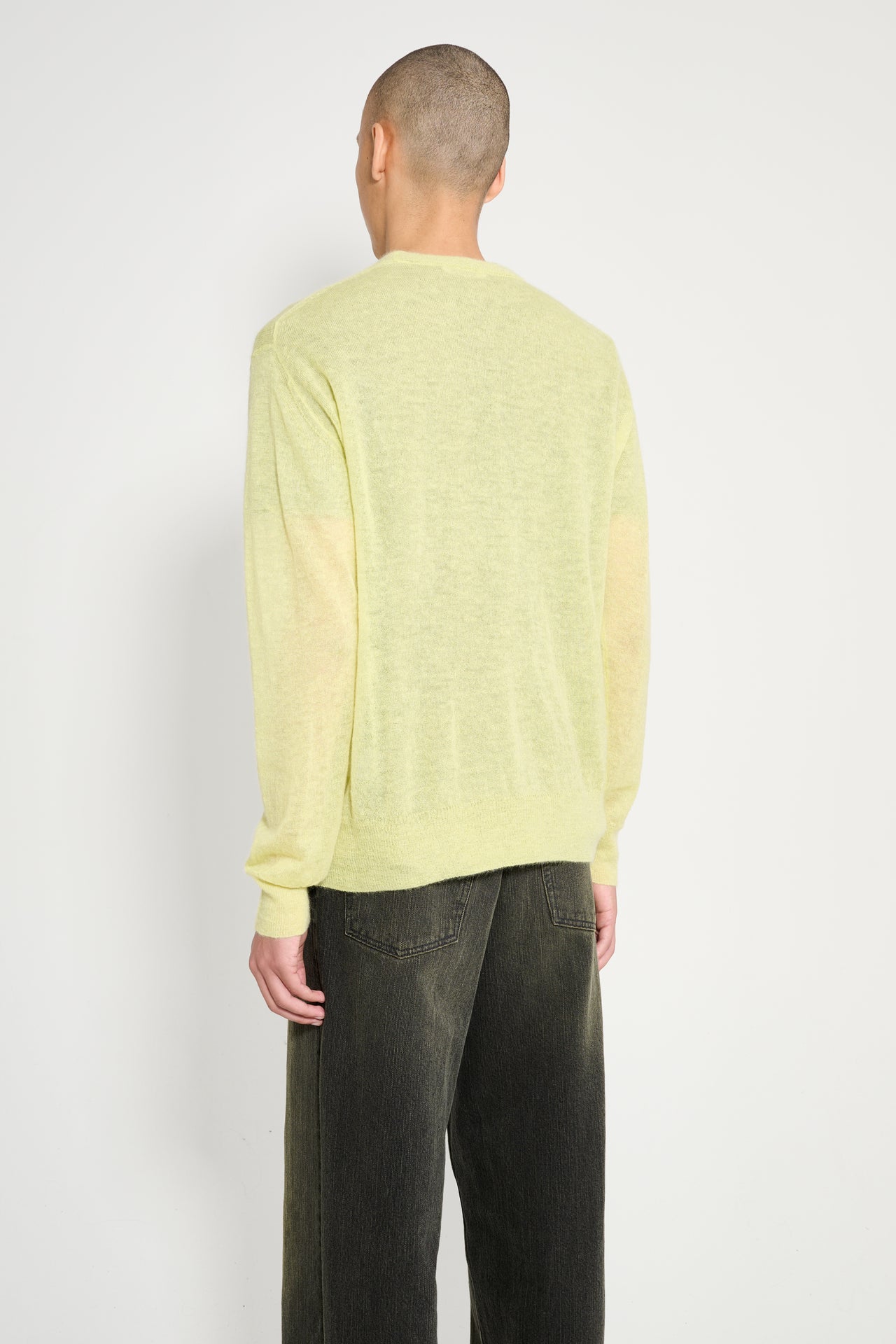 Auralee Kid Mohair Sheer Knit P/O Lime Yellow