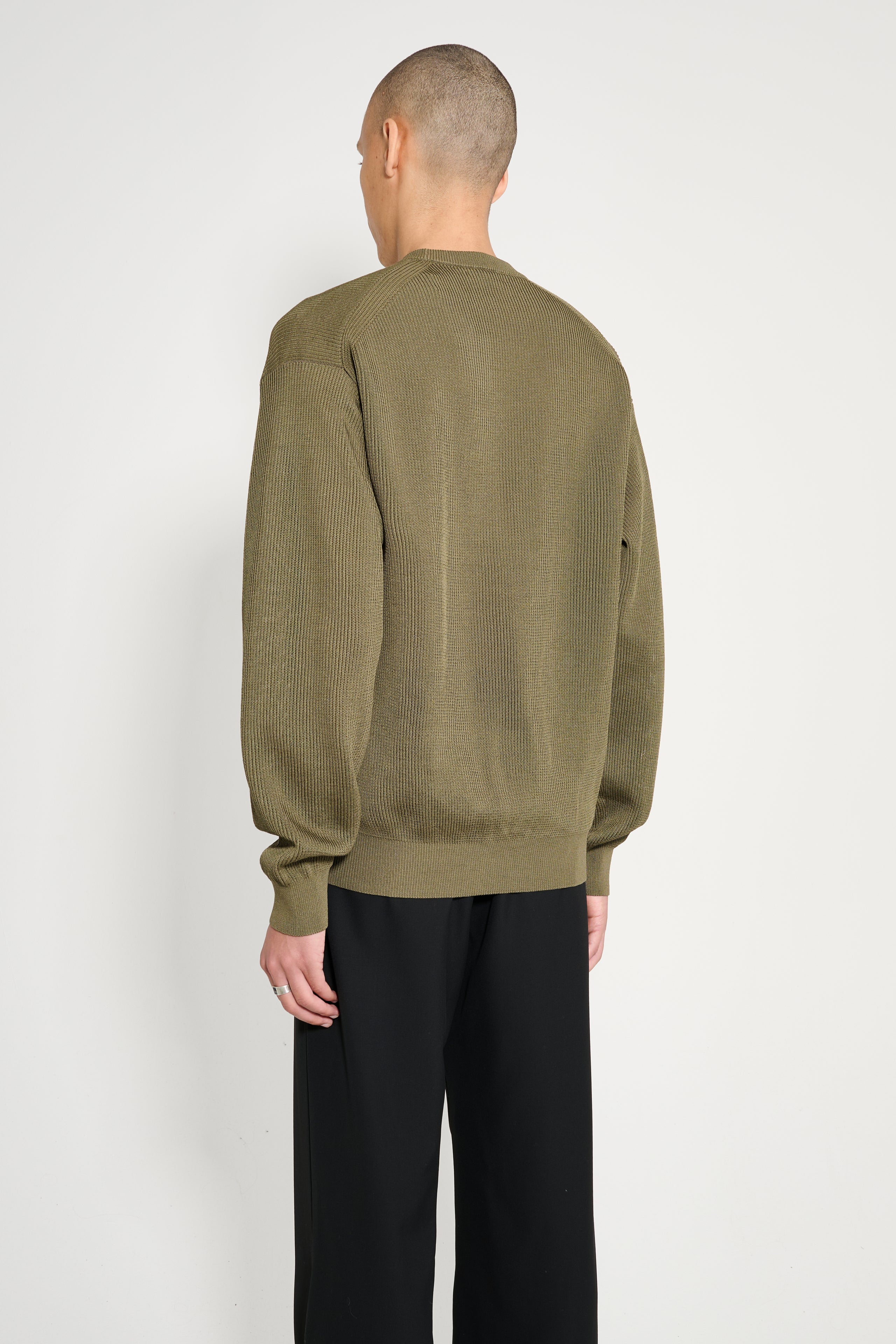 Auralee Flat Yarn Rib Knit P/O Khaki