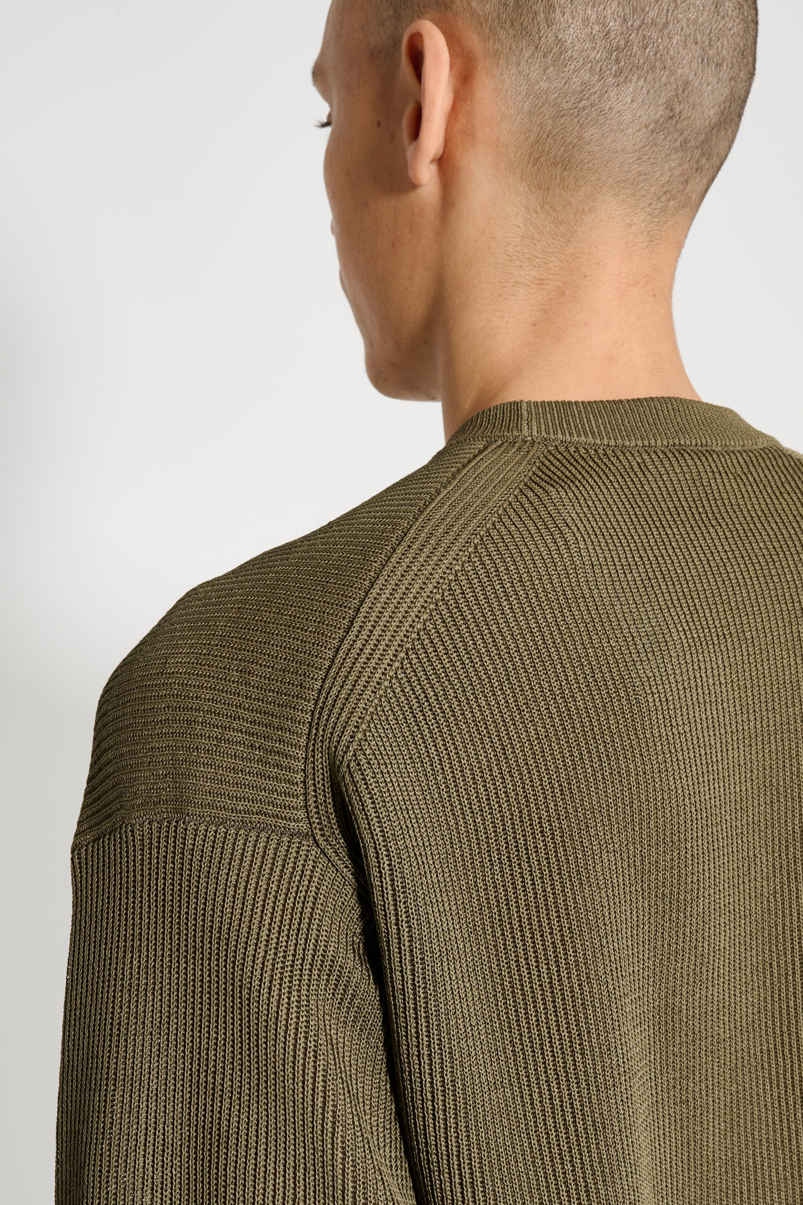 Auralee Flat Yarn Rib Knit P/O Khaki