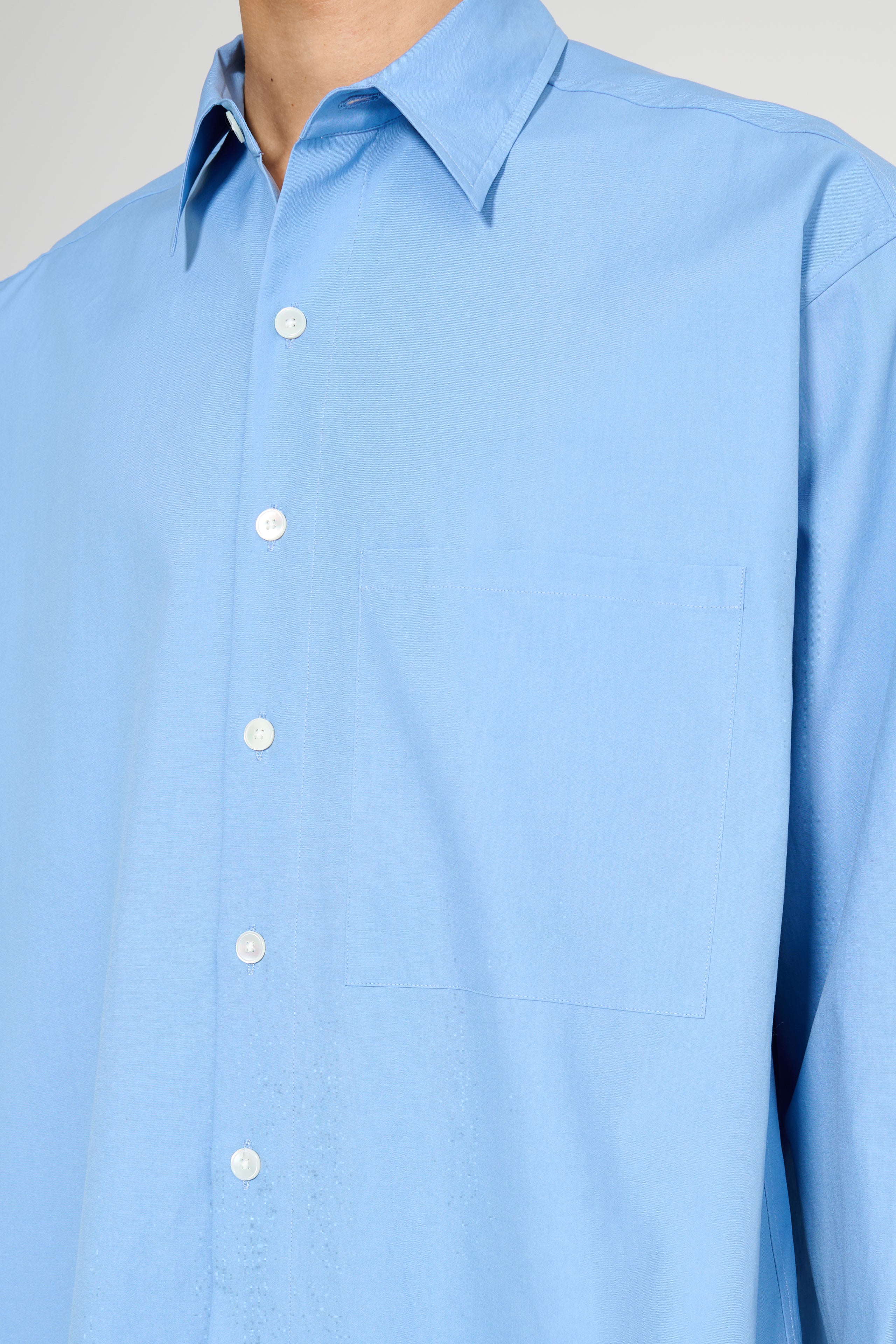 Auralee Washed Finx Twill Big Shirt Blue