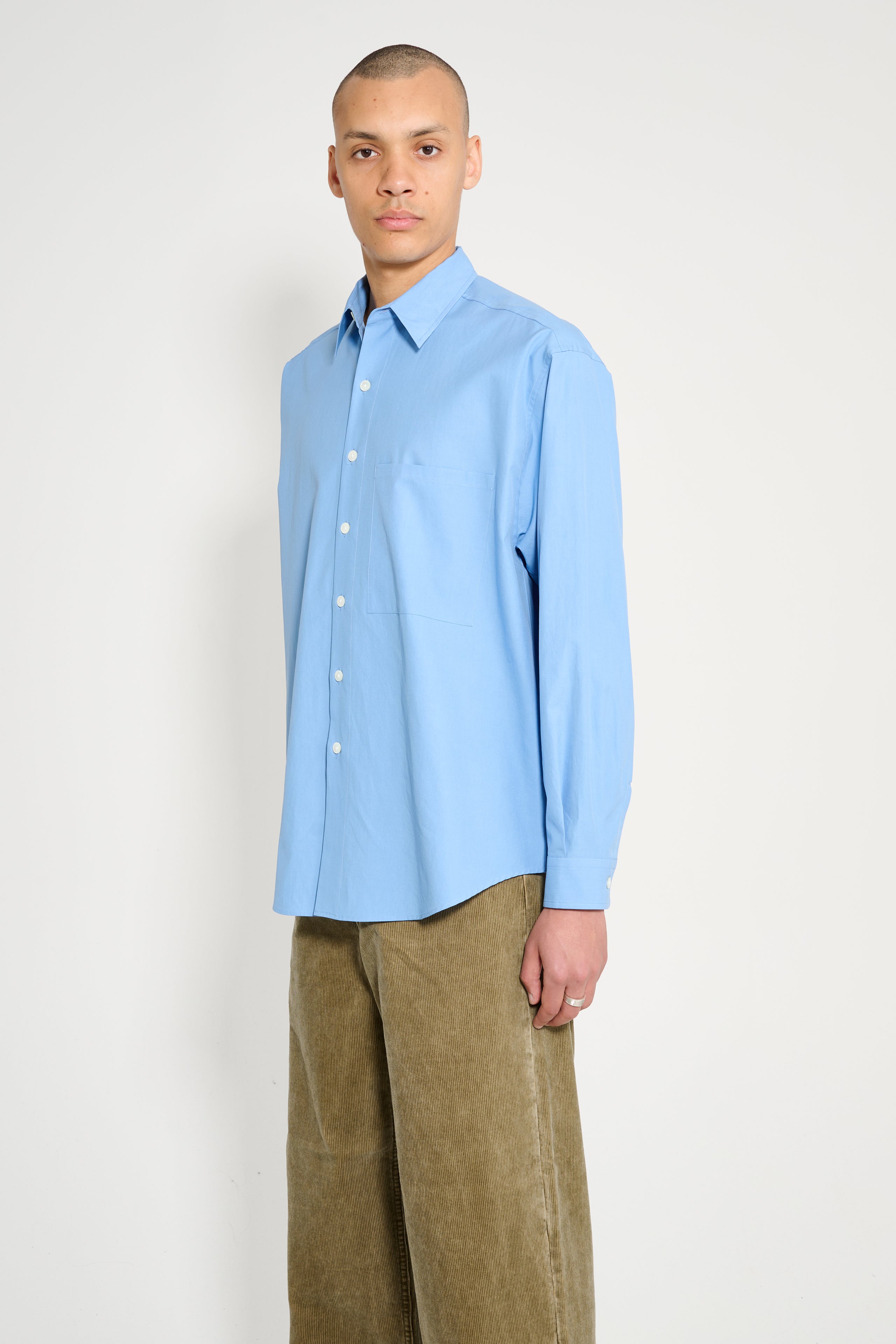 Auralee Washed Finx Twill Big Shirt Blue