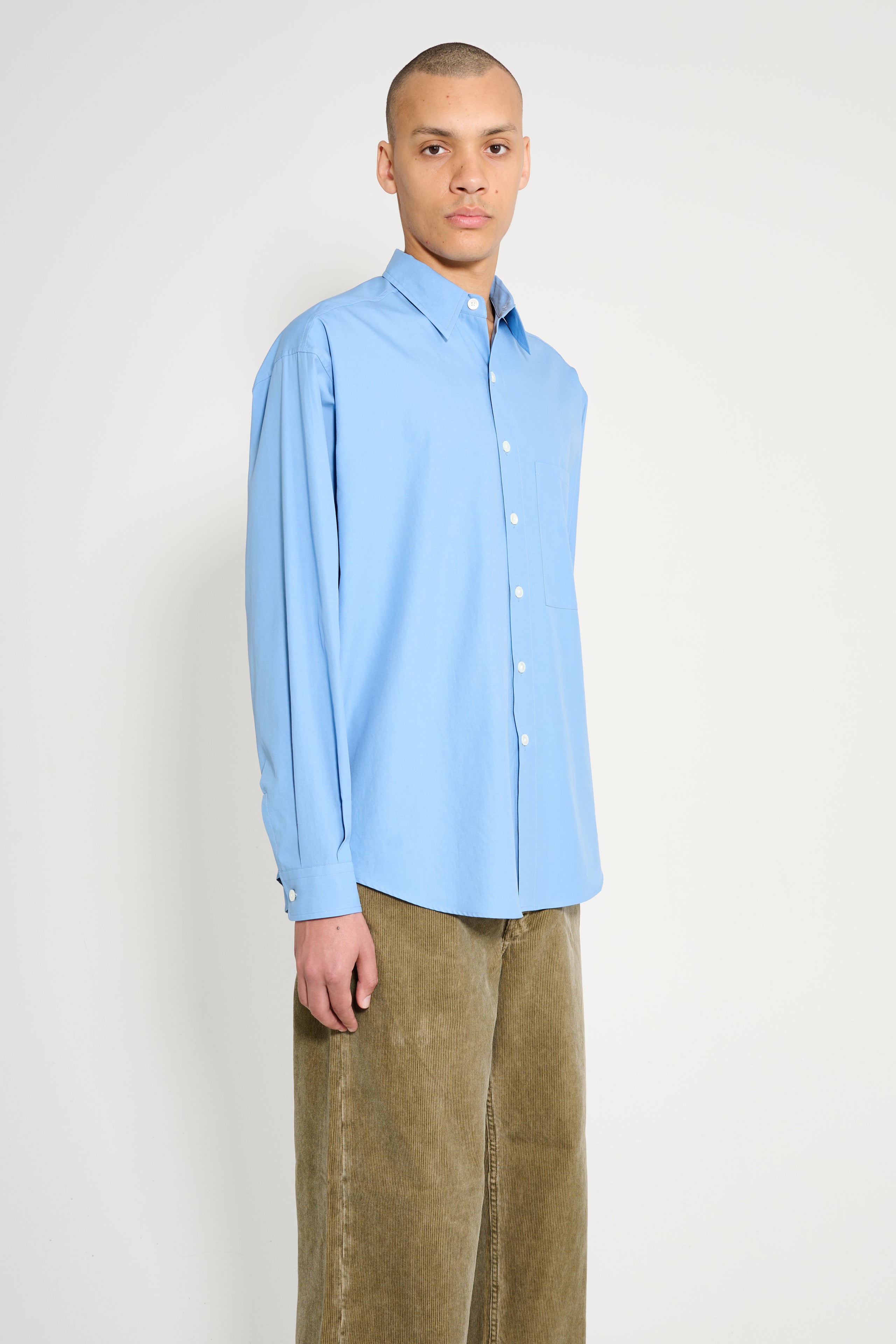 Auralee Washed Finx Twill Big Shirt Blue