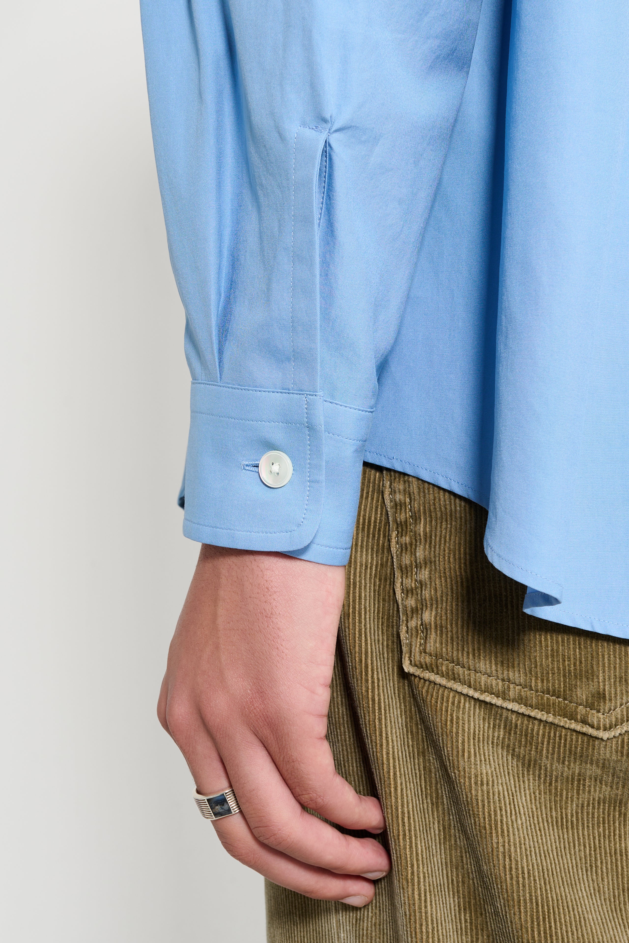 Auralee Washed Finx Twill Big Shirt Blue