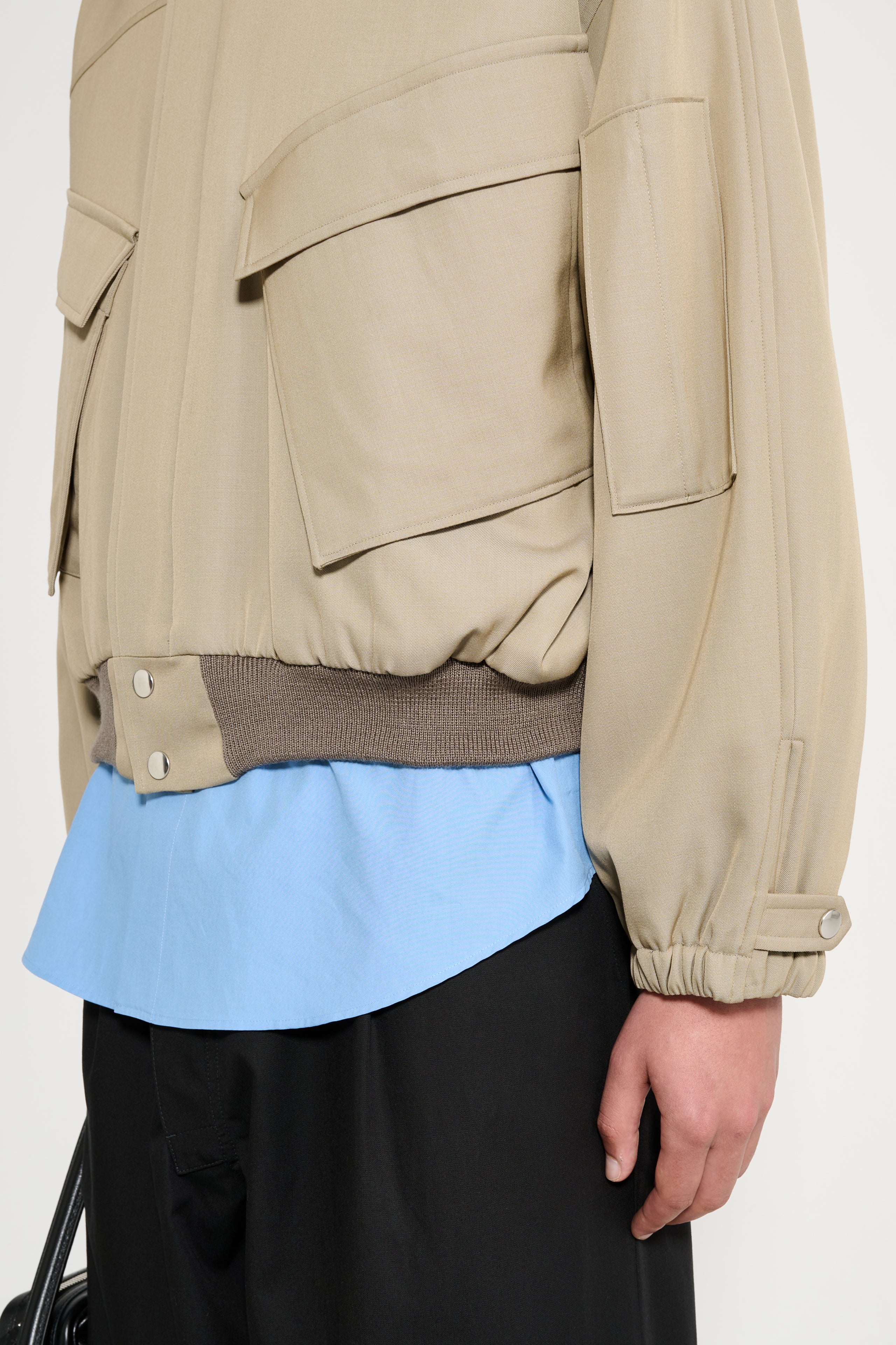 Auralee Light Wool Max Gabardine Chambray Padded Flight Blouson Khaki Beige