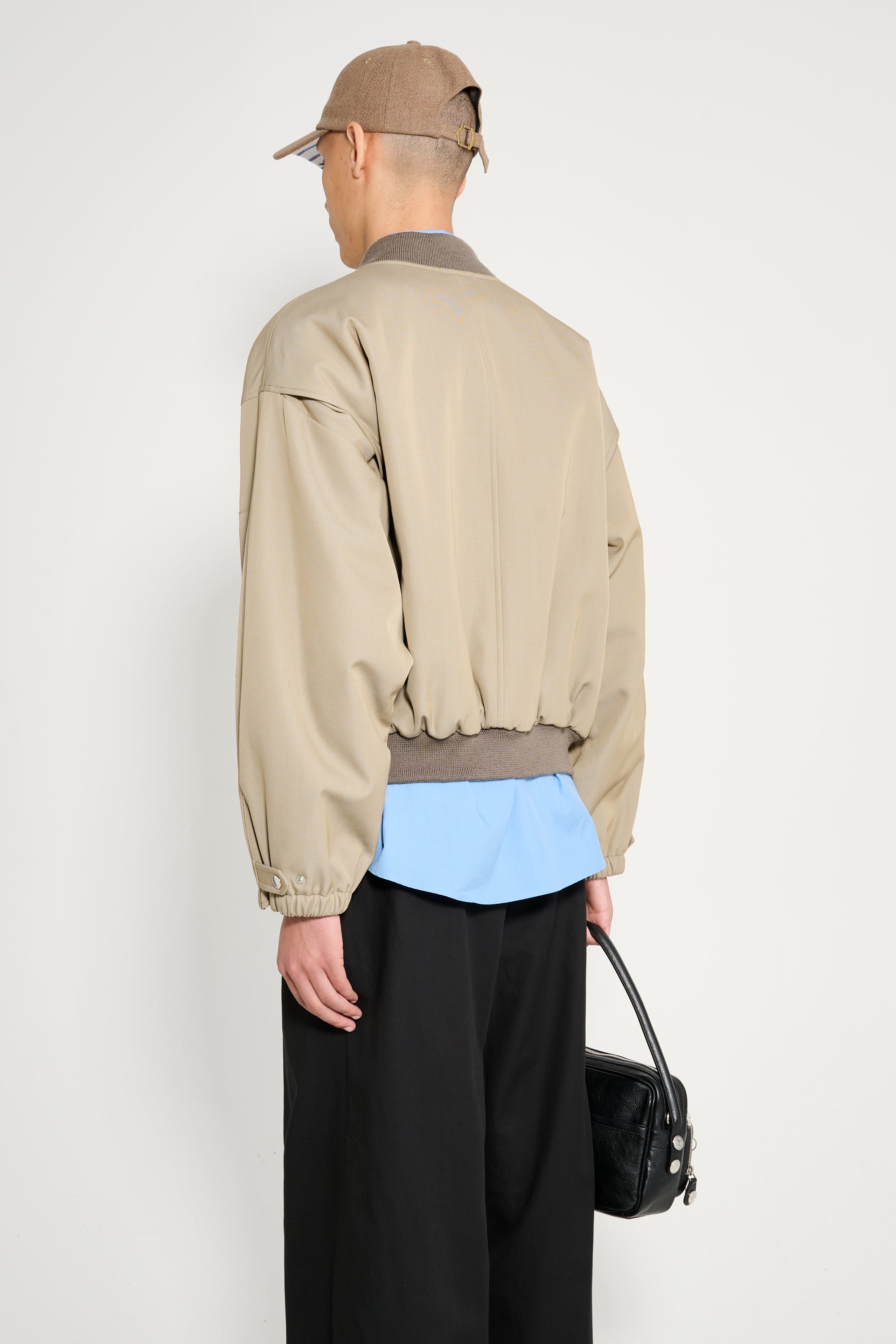 Auralee Light Wool Max Gabardine Chambray Padded Flight Blouson Khaki Beige