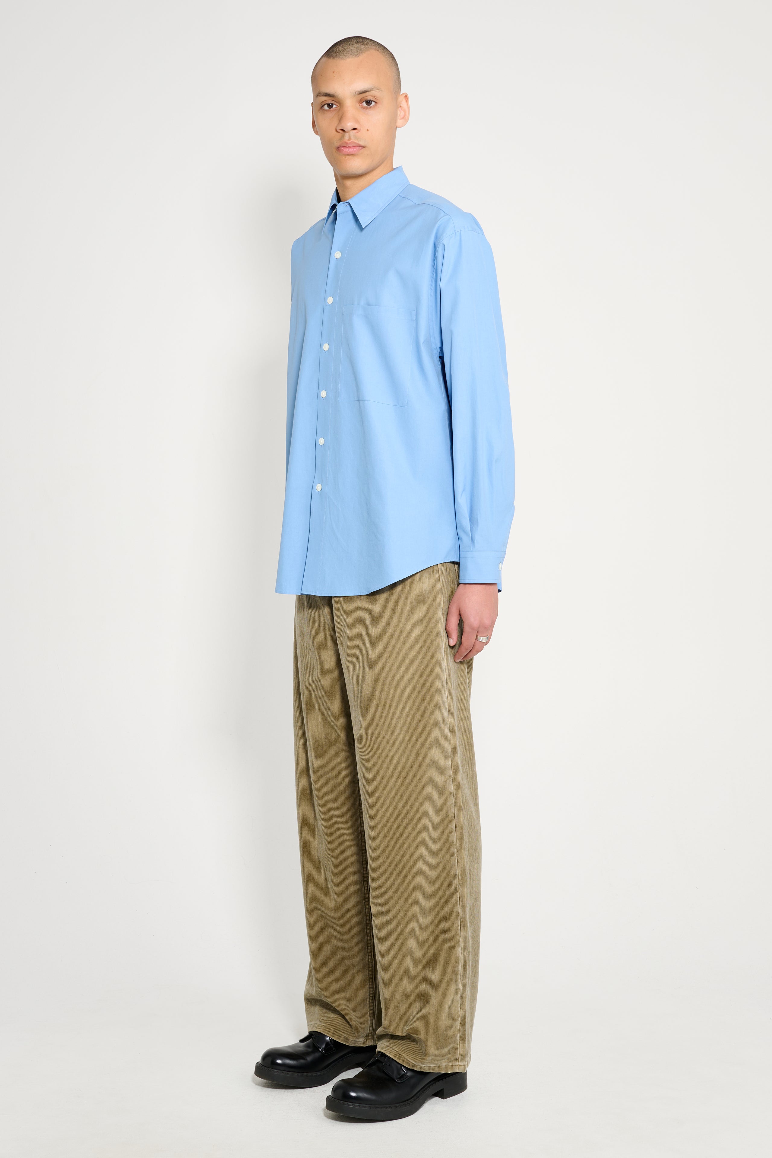 Auralee Pigment Dye Finx Corduroy Wide 5P Pants Olive Brown