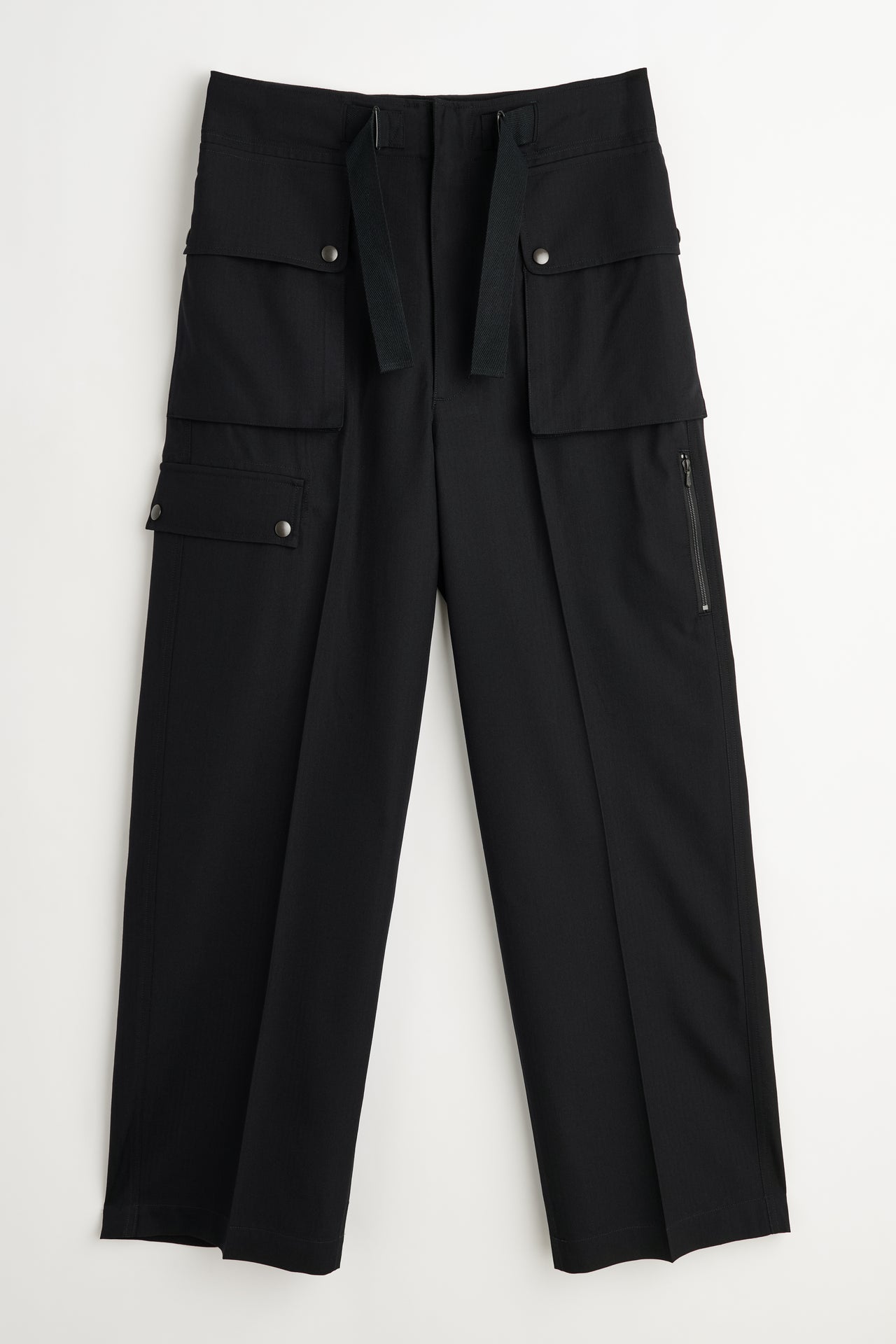 Auralee Wool Herringbone Cargo Pants Black