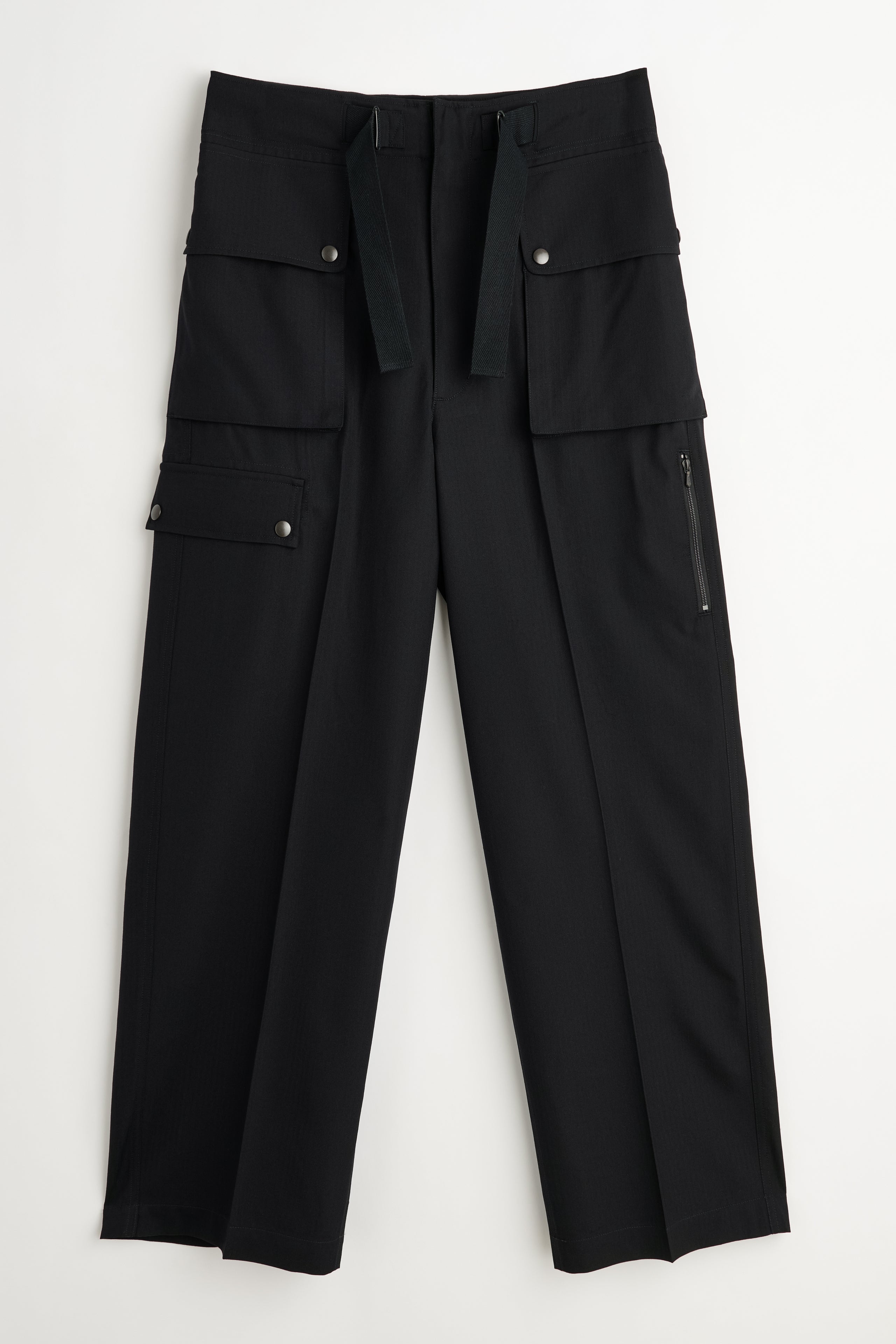 Auralee Wool Herringbone Cargo Pants Black