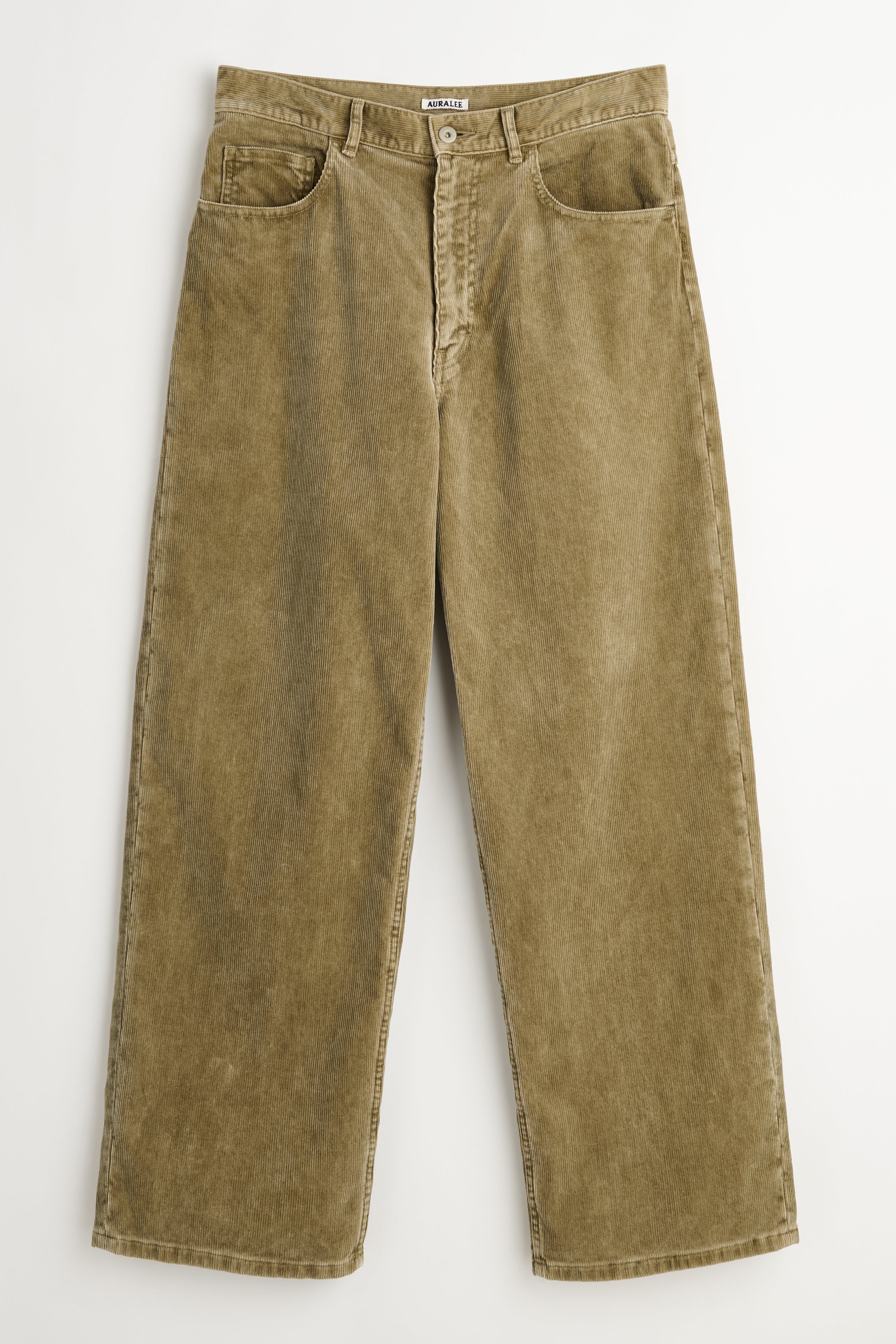 Auralee Pigment Dye Finx Corduroy Wide 5P Pants Olive Brown