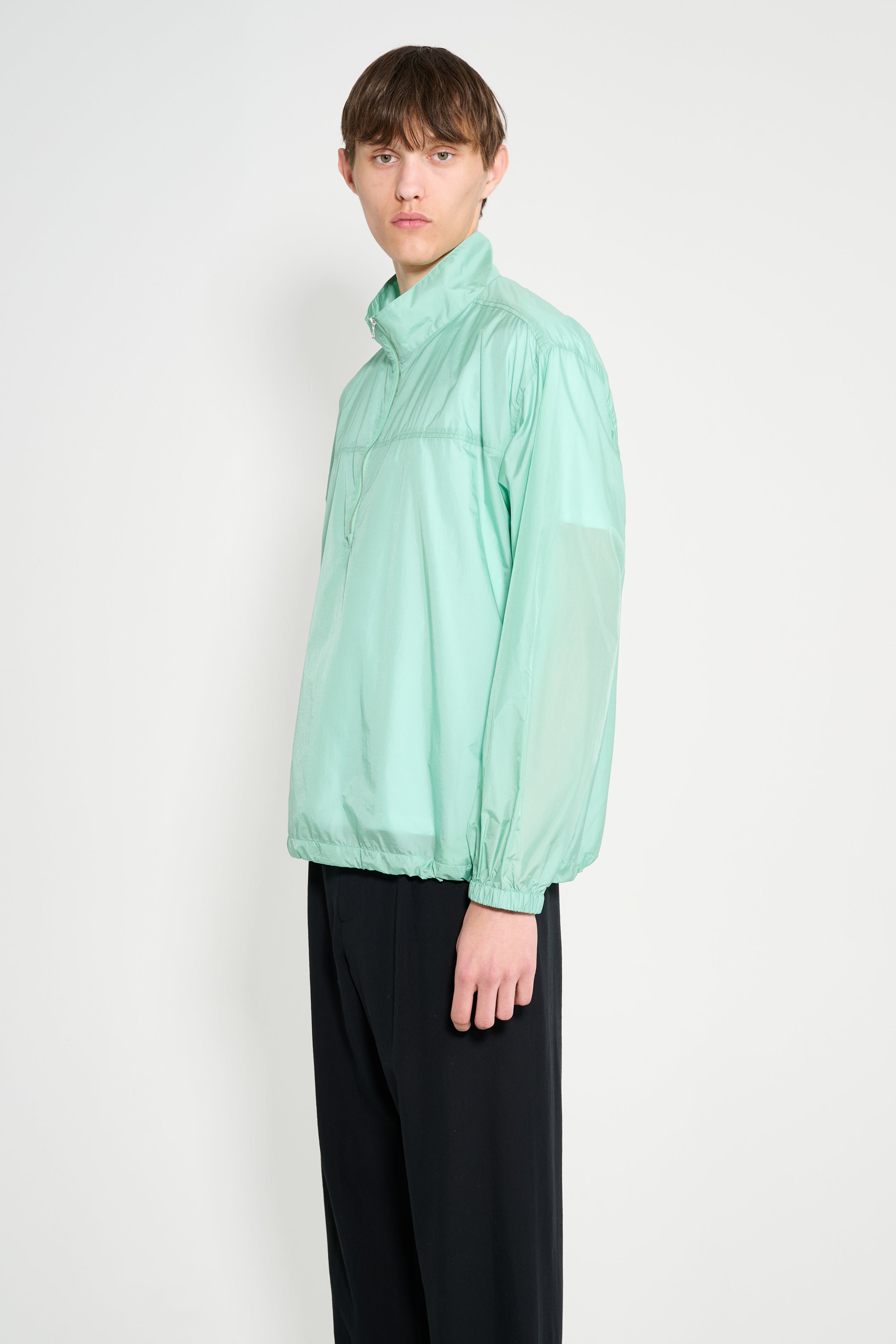 Auralee Light Sheer Nylon Half Zip P/O Jade Green
