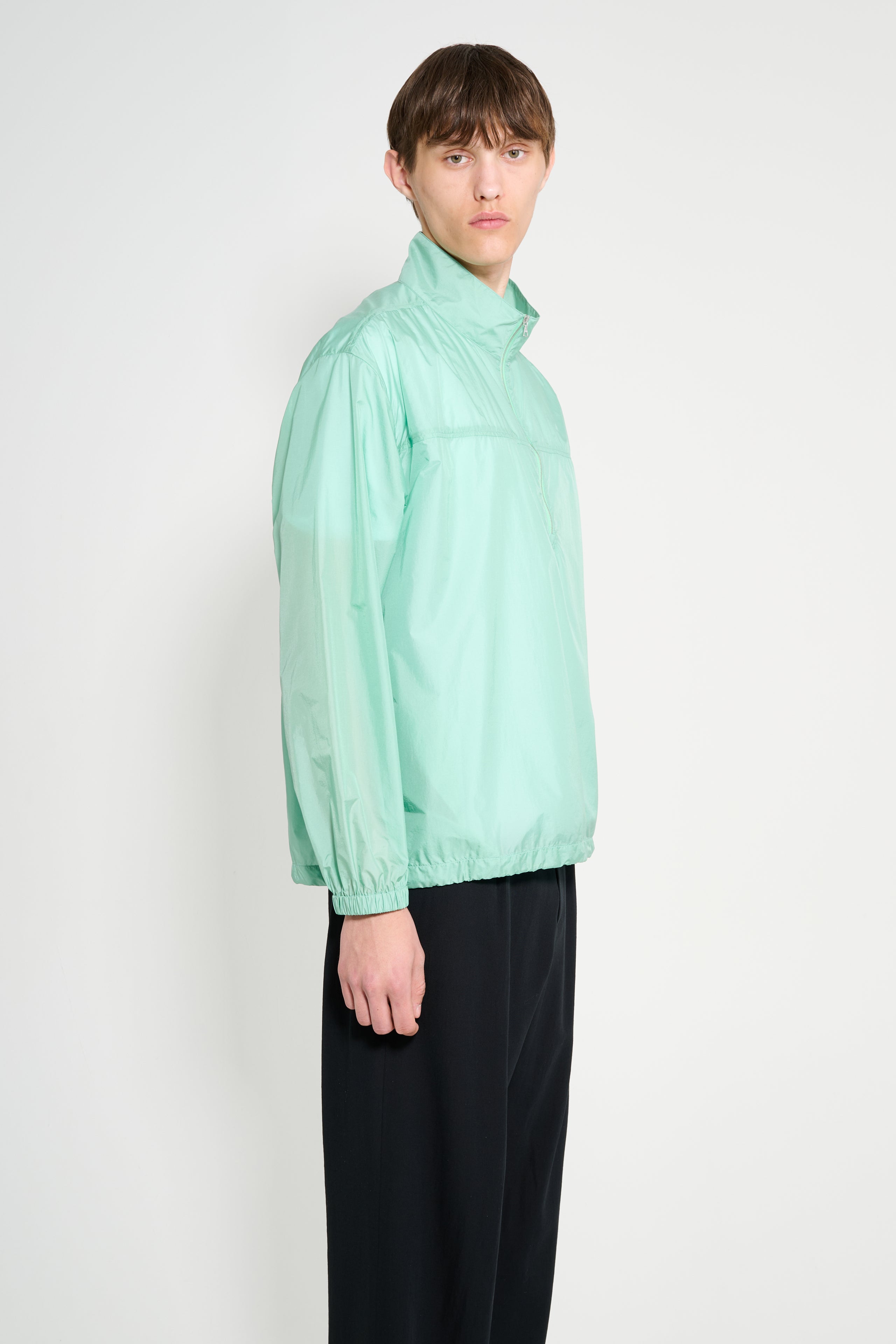 Auralee Light Sheer Nylon Half Zip P/O Jade Green