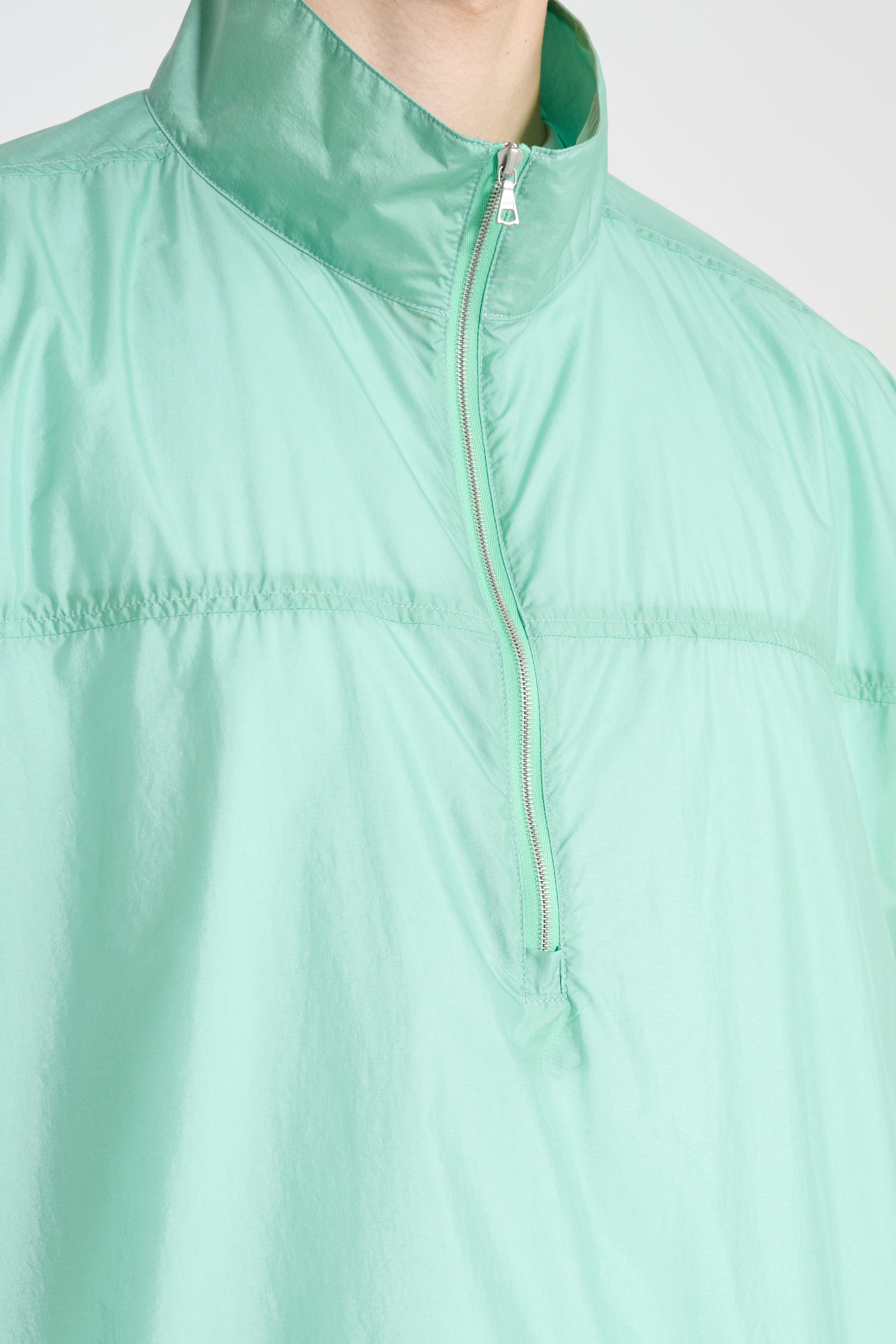 Auralee Light Sheer Nylon Half Zip P/O Jade Green