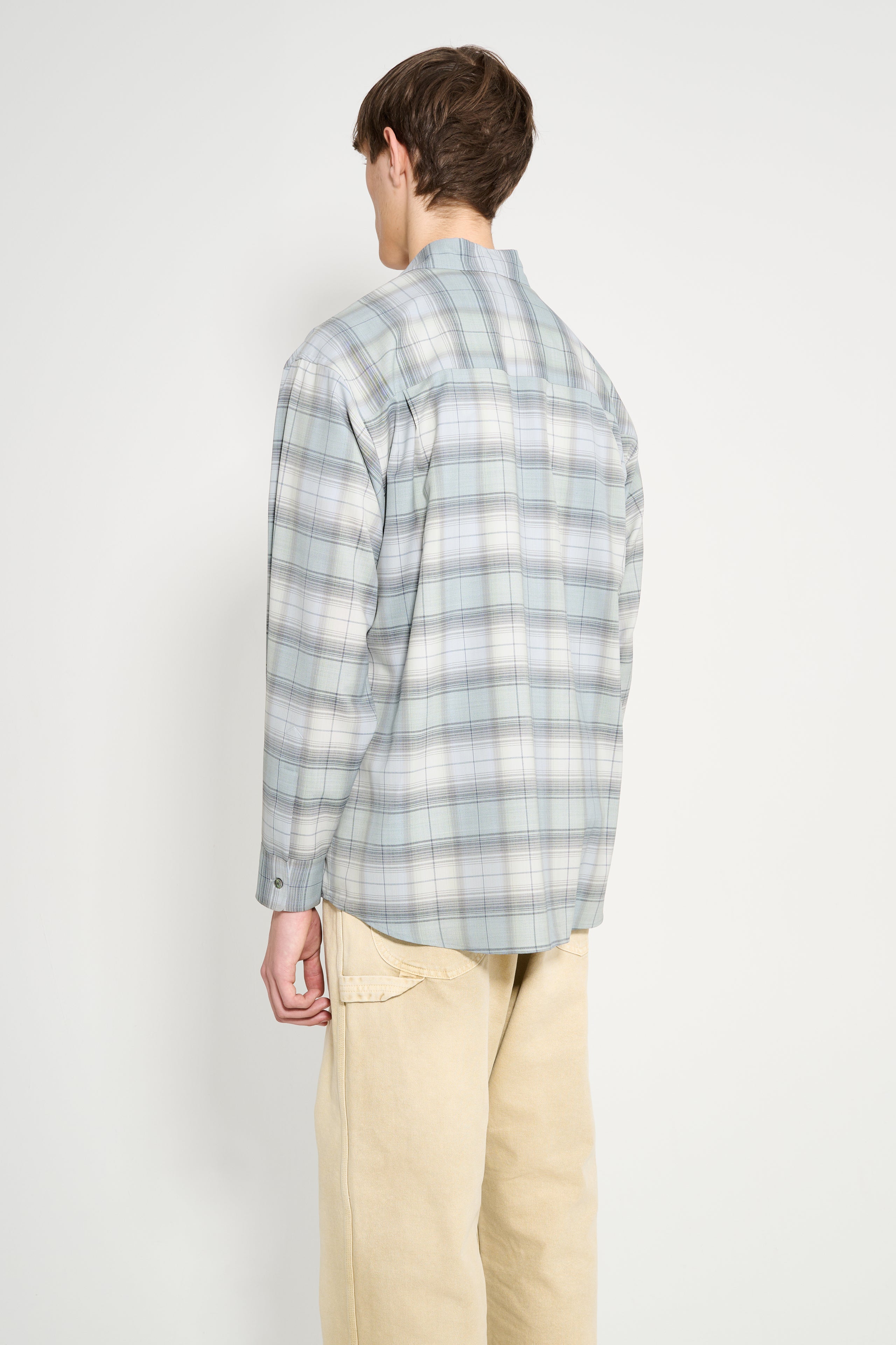 Auralee Super Light Wool Check Shirt Blue Green Check