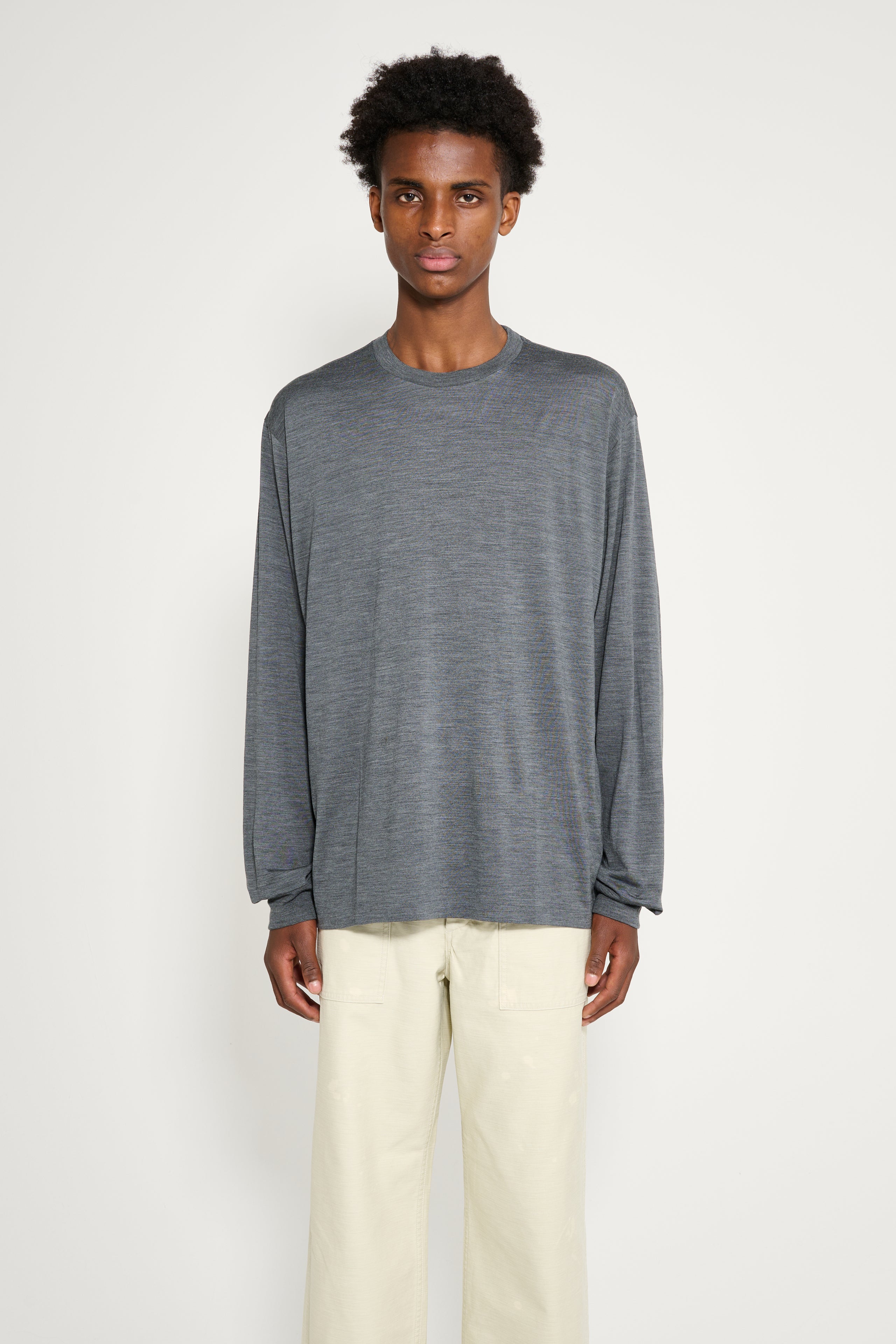 Auralee Wool Soft Jersey L/S Tee Top Charcoal