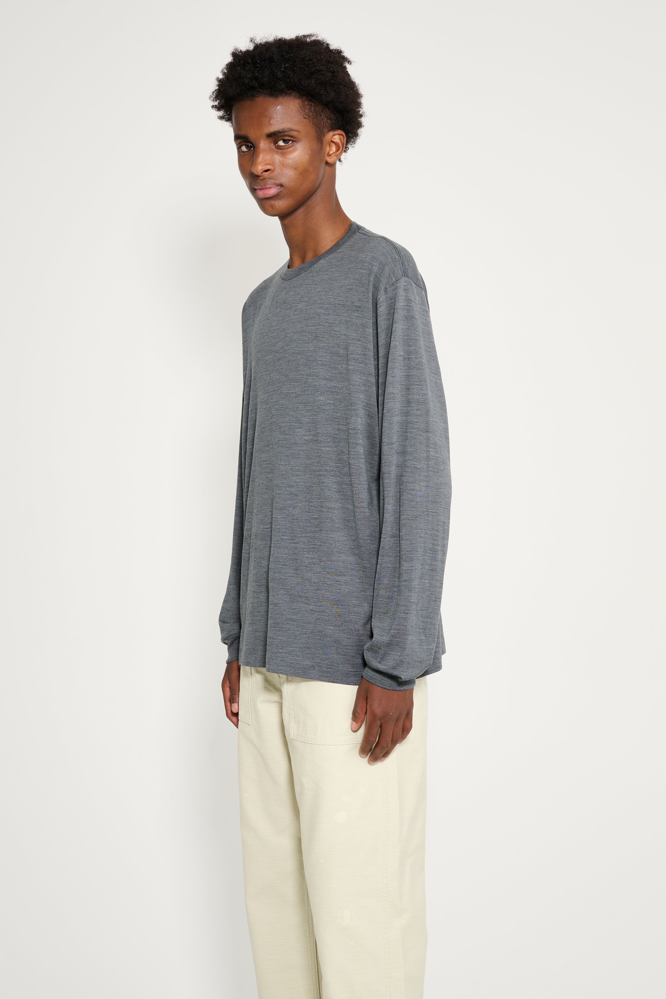 Auralee Wool Soft Jersey L/S Tee Top Charcoal