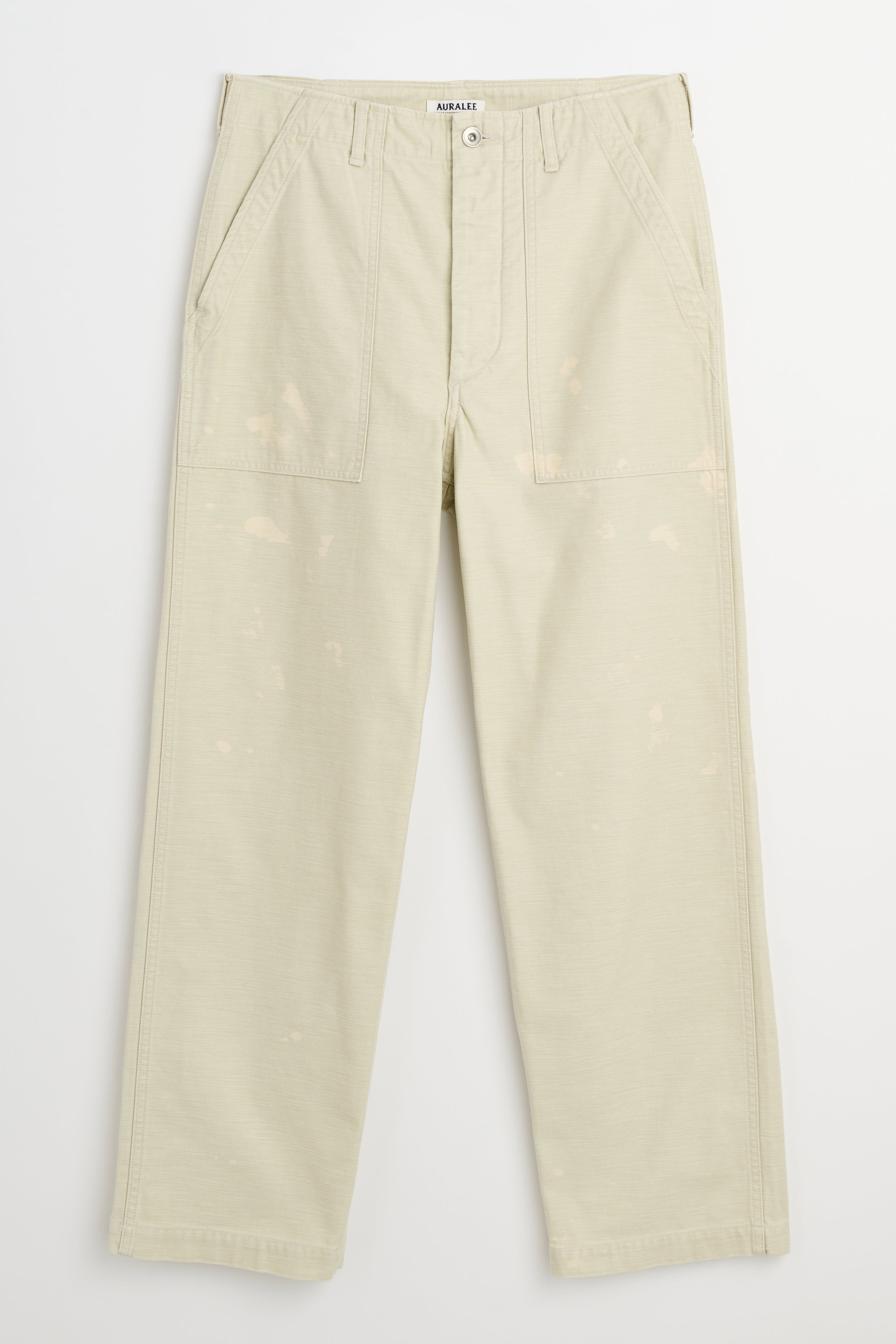 Auralee Washed Baggy Satin Bleached Baker Pants Dusty Ivory