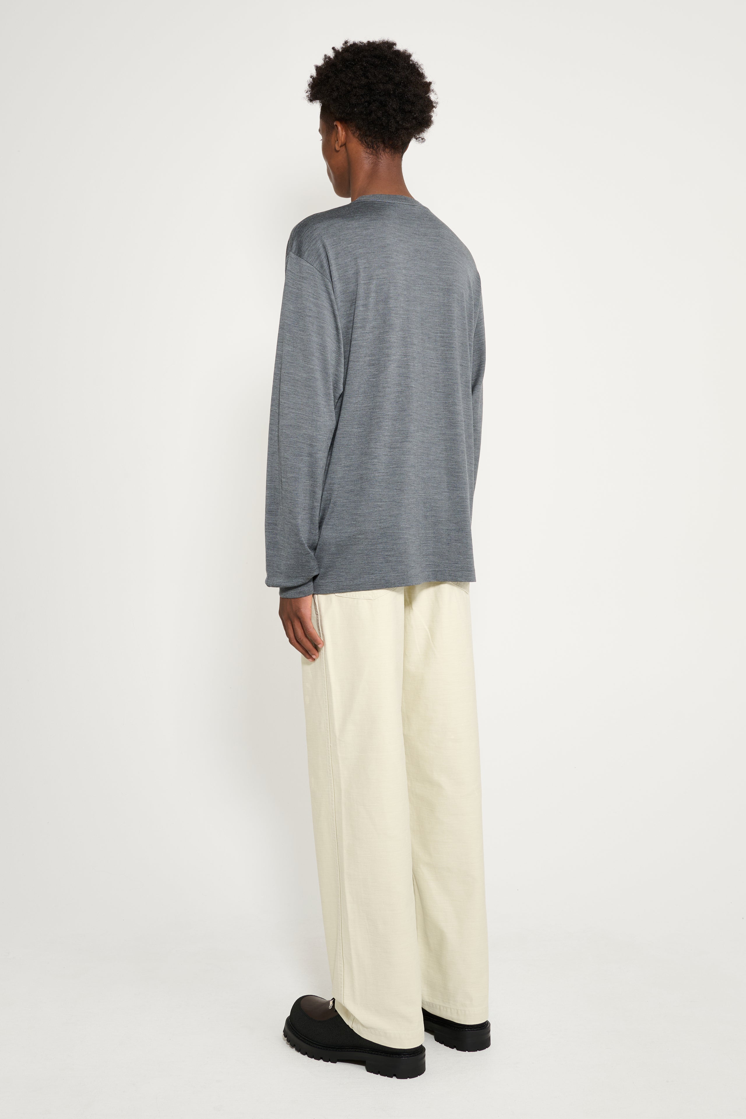 Auralee Washed Baggy Satin Bleached Baker Pants Dusty Ivory