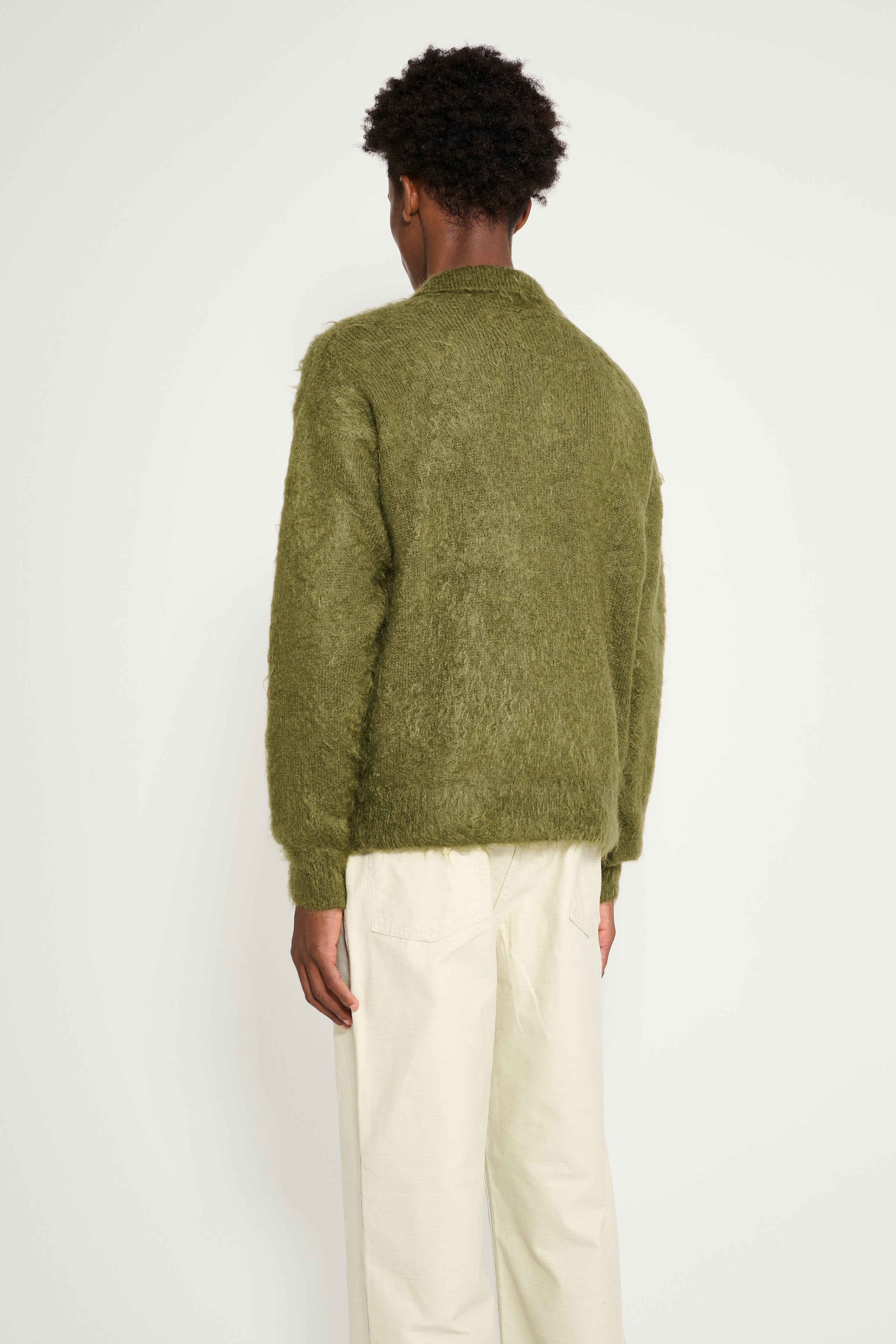 Auralee Brushed Super Kid Mohair Knit Polo Olive