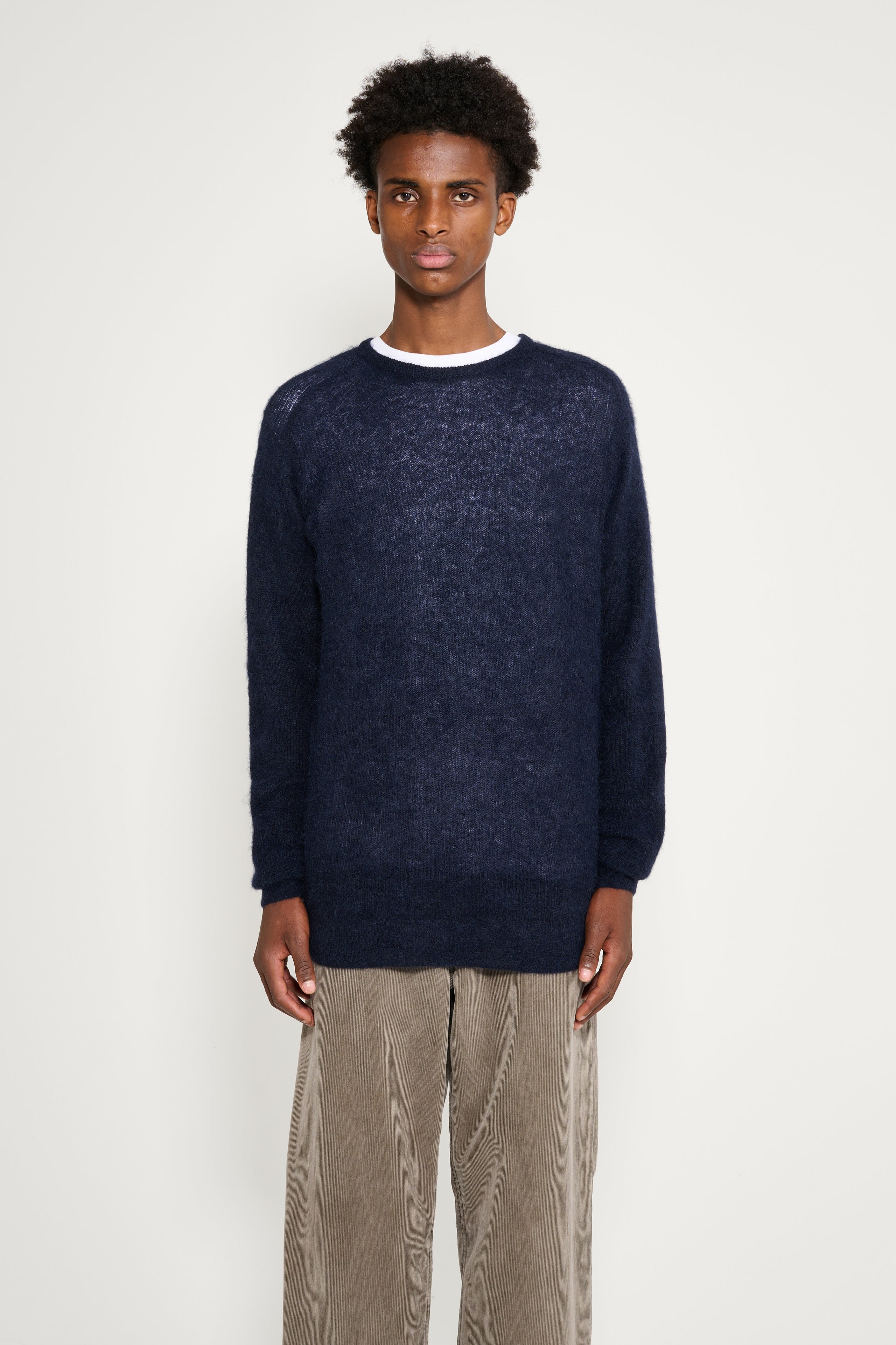 Auralee Baby Suri Alpaca Sheer Knit P/O Navy