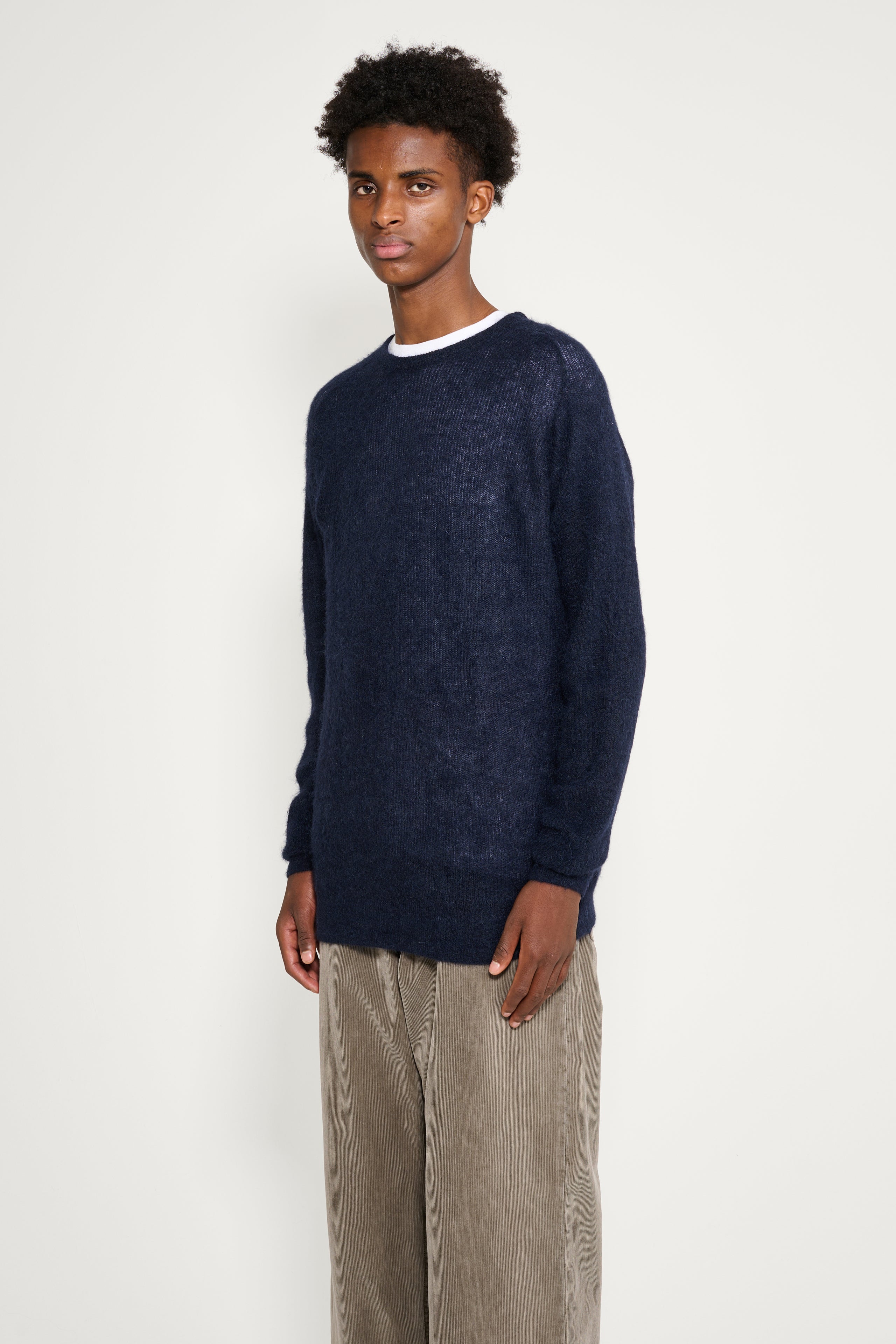 Auralee Baby Suri Alpaca Sheer Knit P/O Navy