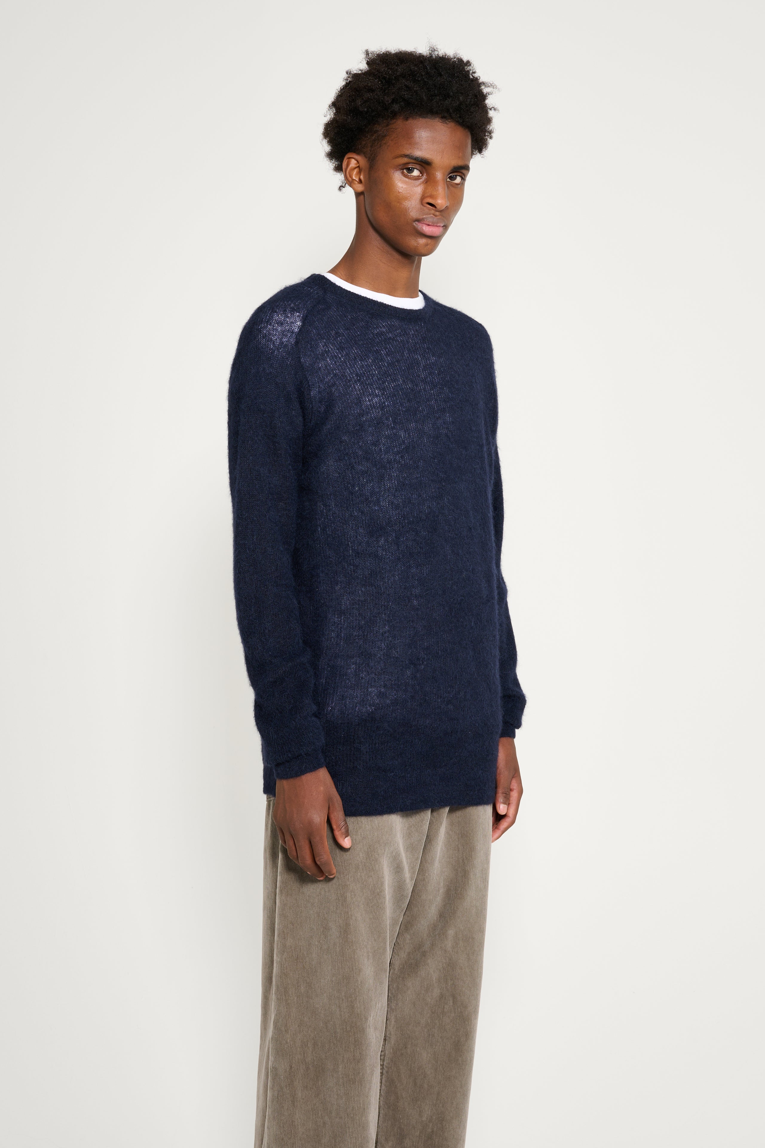 Auralee Baby Suri Alpaca Sheer Knit P/O Navy