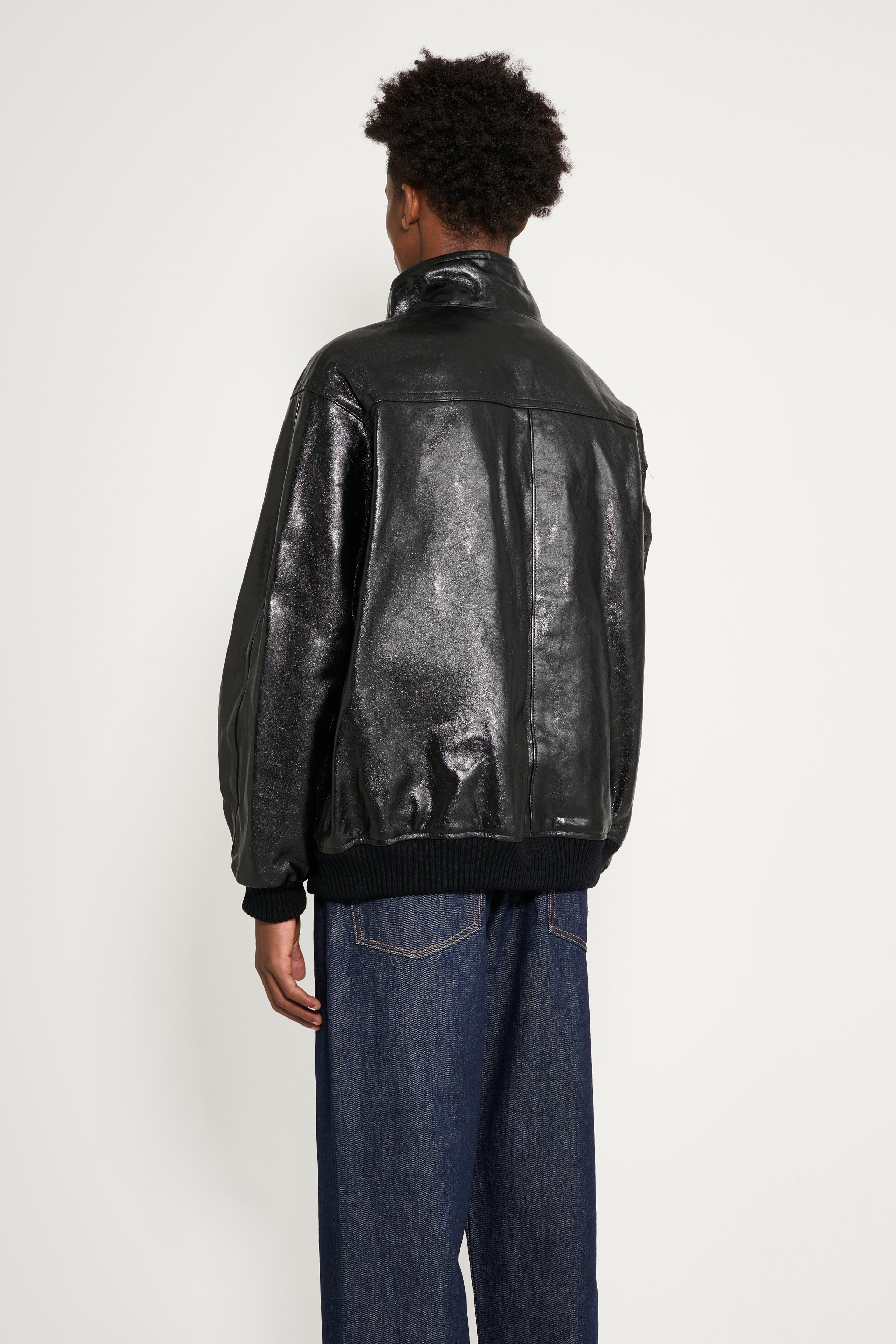 Auralee Lamb Leather Zip Blouson Black