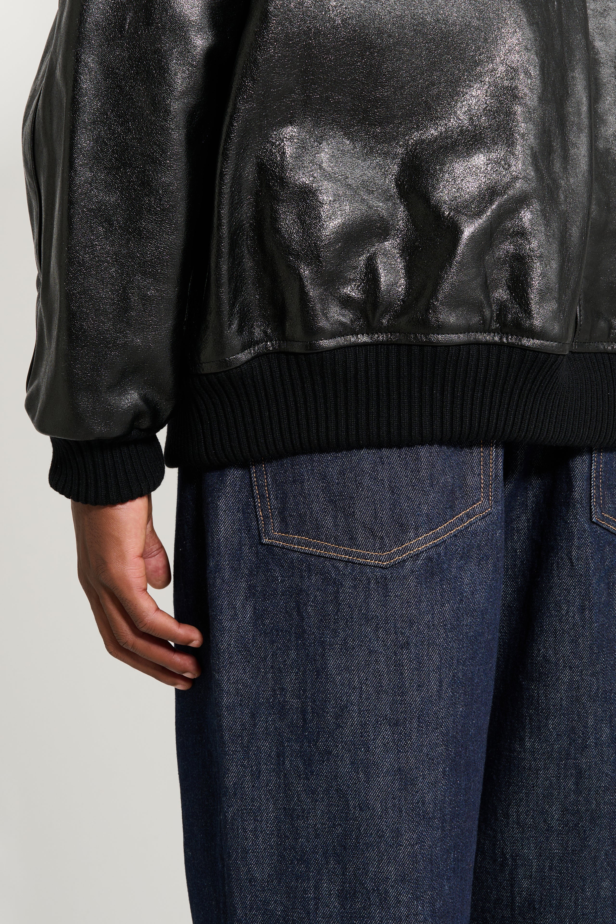 Auralee Lamb Leather Zip Blouson Black