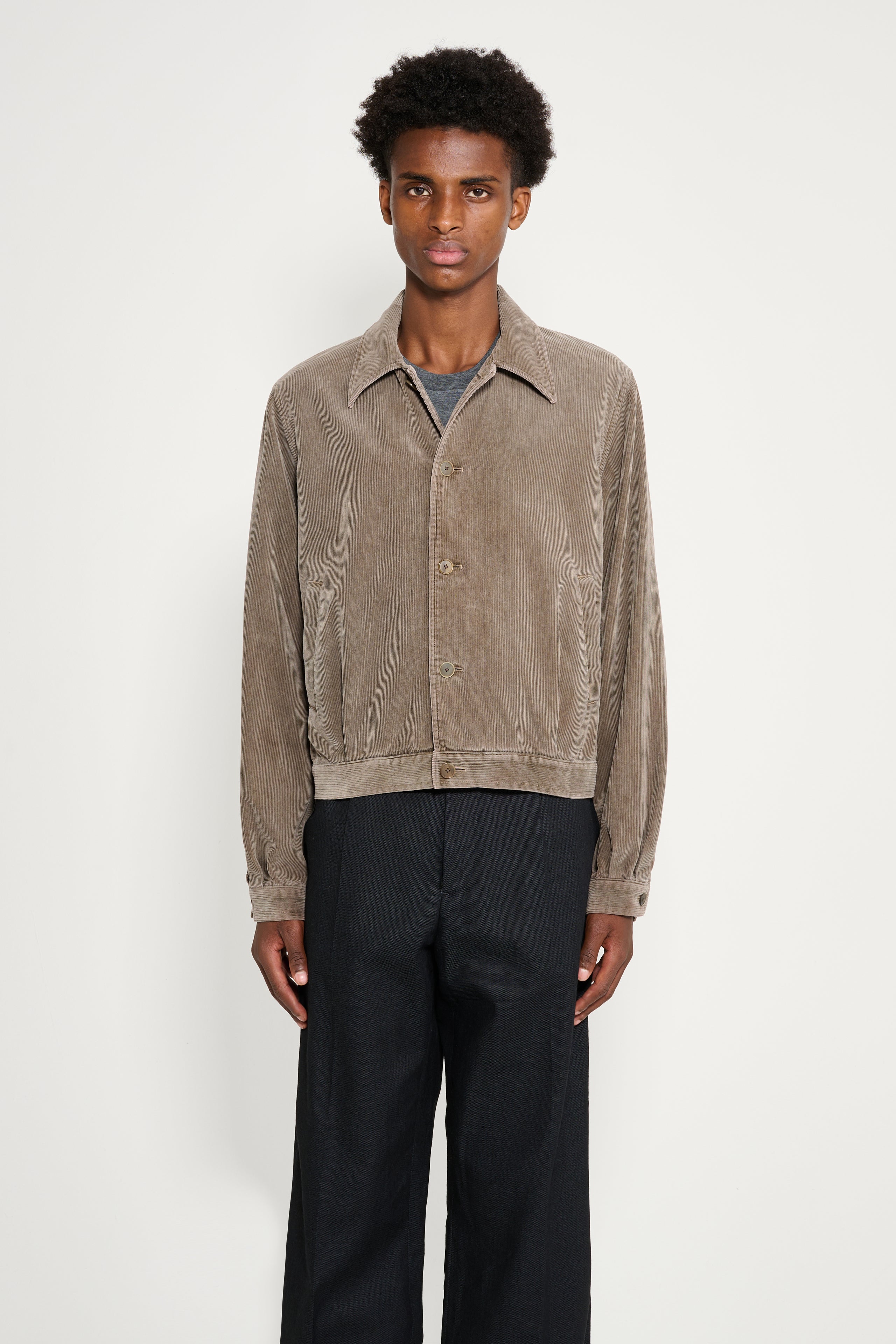 Auralee Pigment Dyed Finx Corduroy Blouson Olive Brown