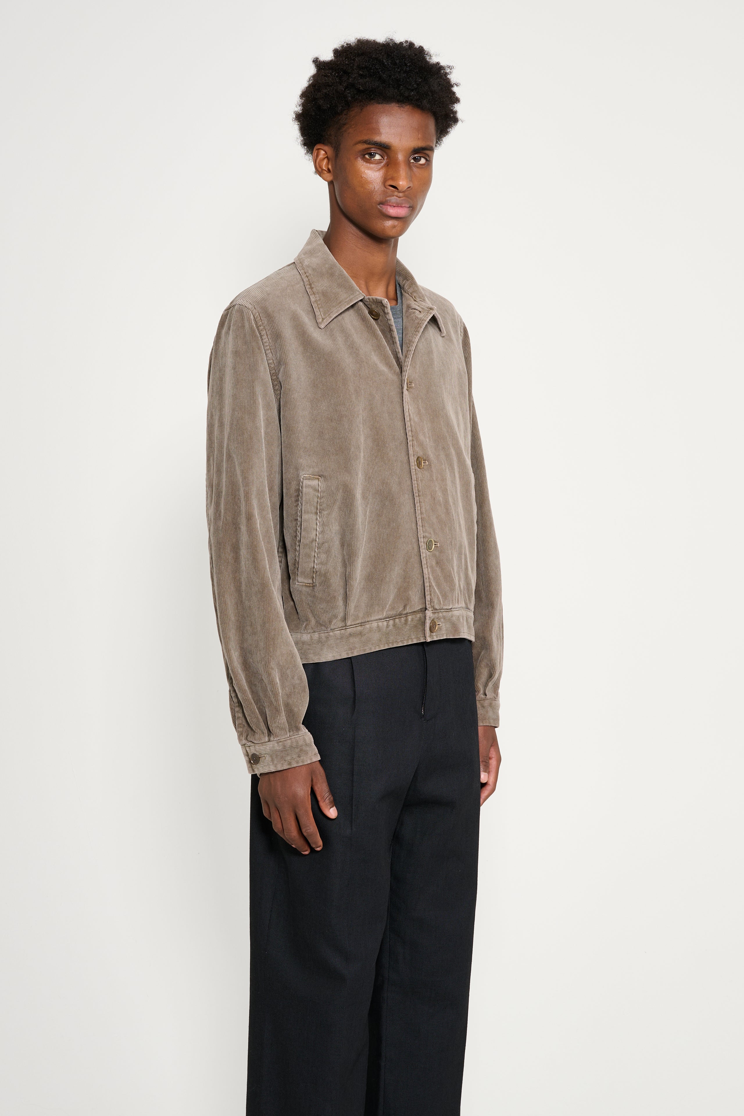Auralee Pigment Dyed Finx Corduroy Blouson Olive Brown