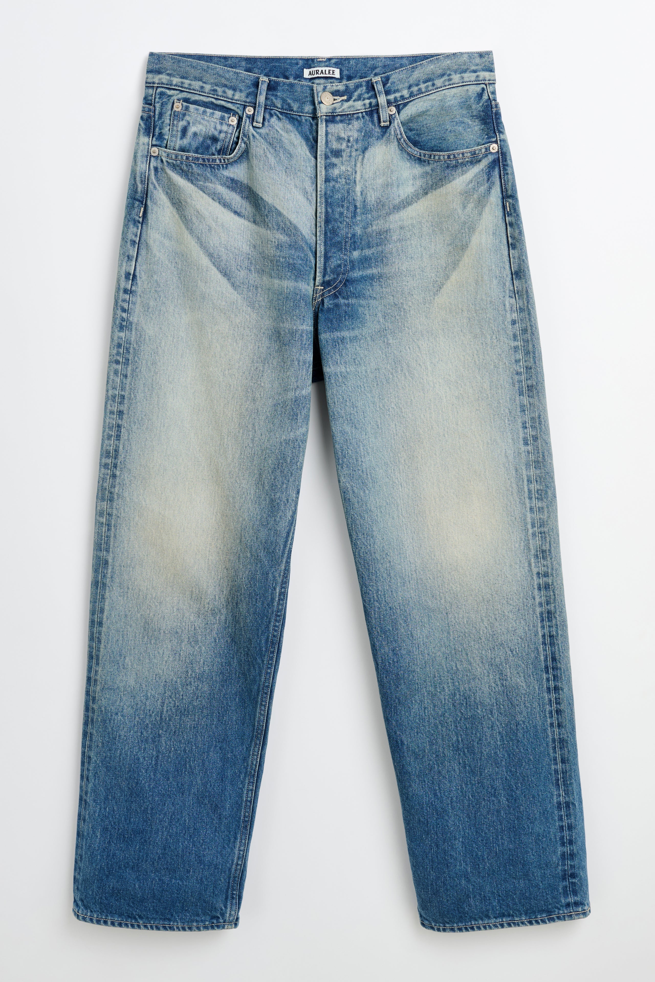 Auralee Selvedge Faded Heavy Denim Wide Pants Faded Indigo