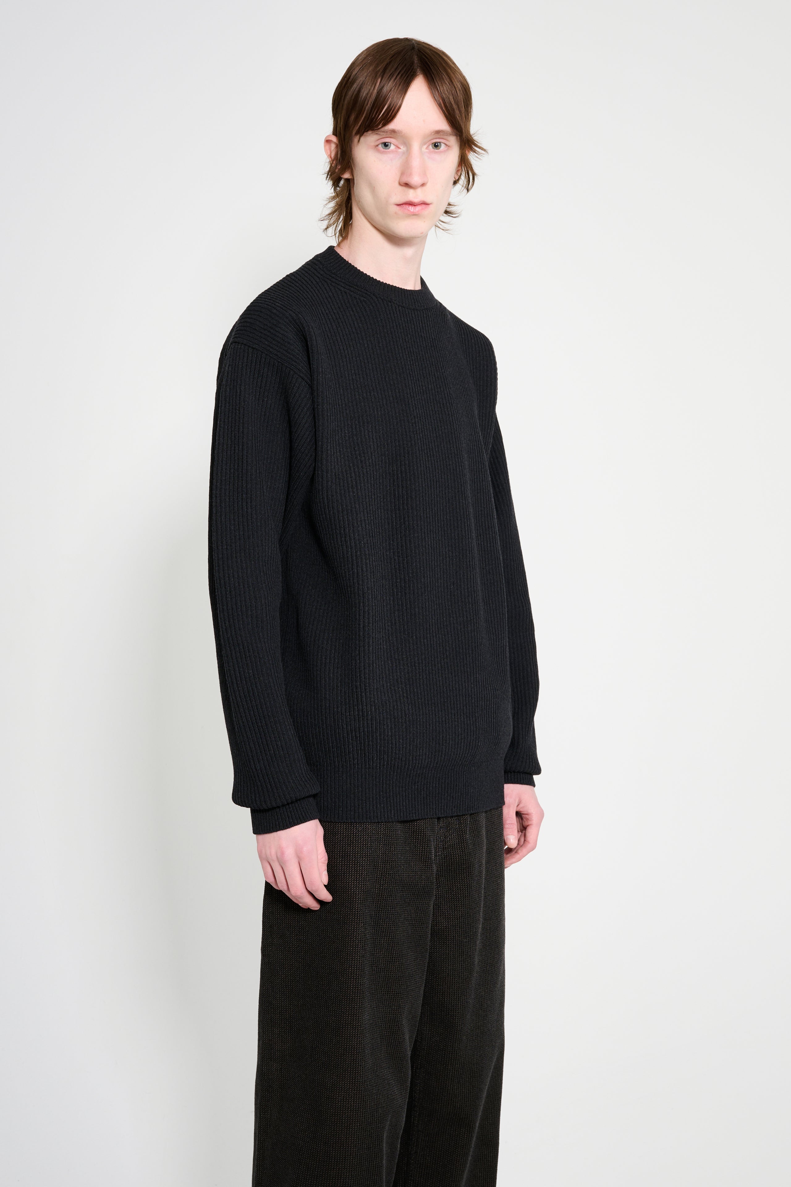 Auralee Super Fine Wool Rib Knit Pullover Black