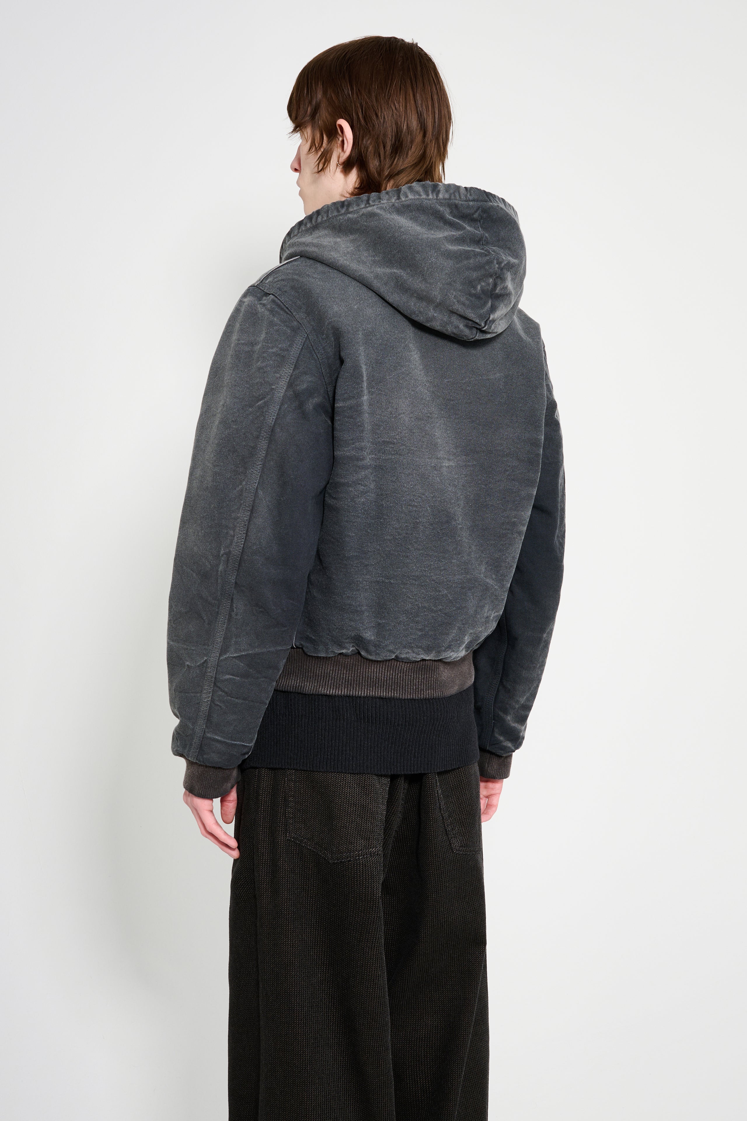 Auralee Product Dyed Organic Cotton Duck Short Zip Parka Faded Black