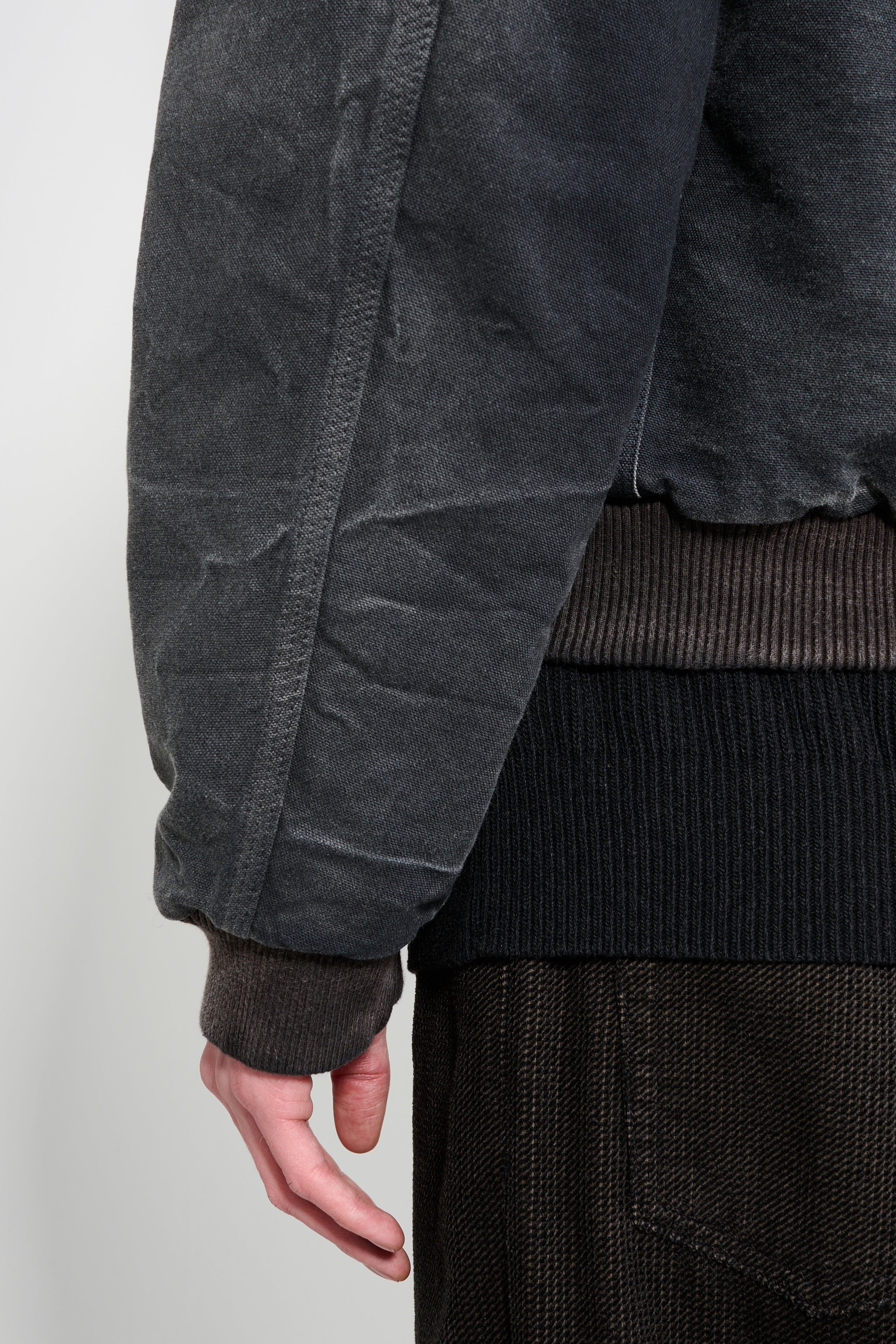 Auralee Product Dyed Organic Cotton Duck Short Zip Parka Faded Black