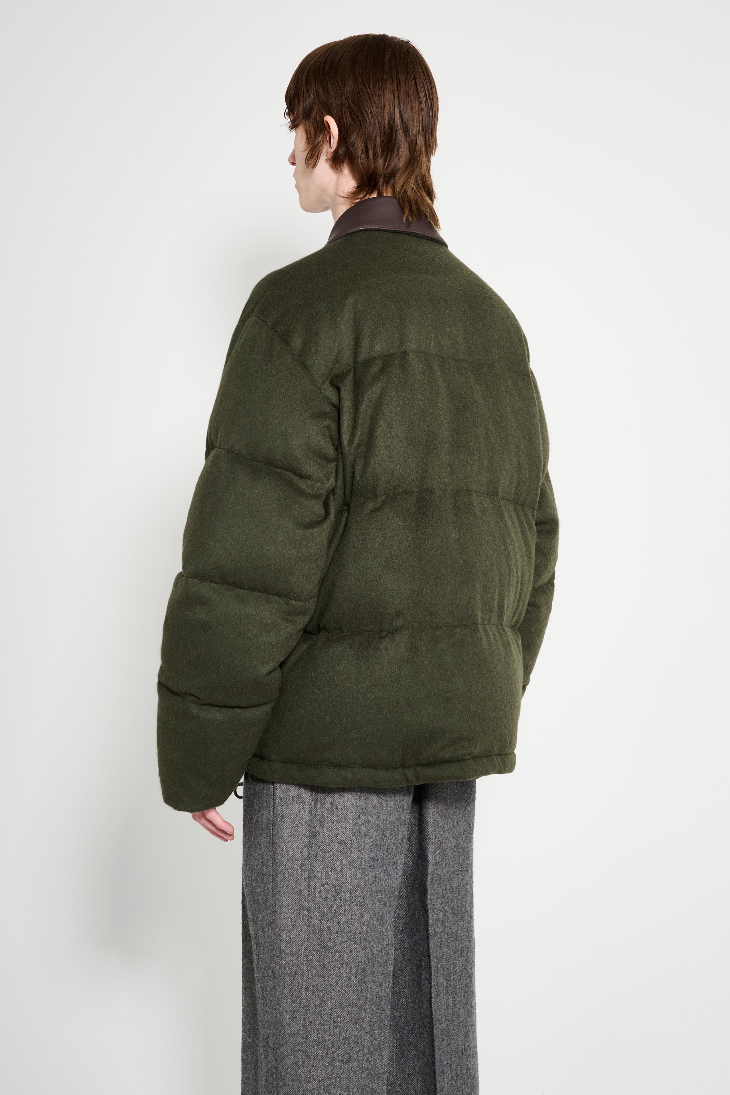 Auralee Baby Camel Flannel Down Blouson Dark Olive